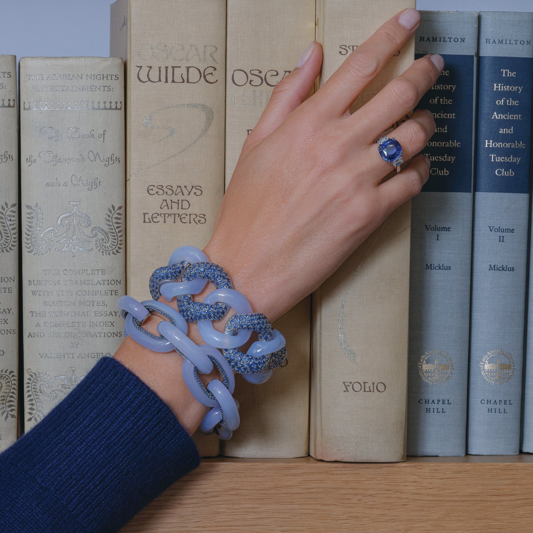 Bodrum Bracelet in Blue Chalcedony & Sapphire