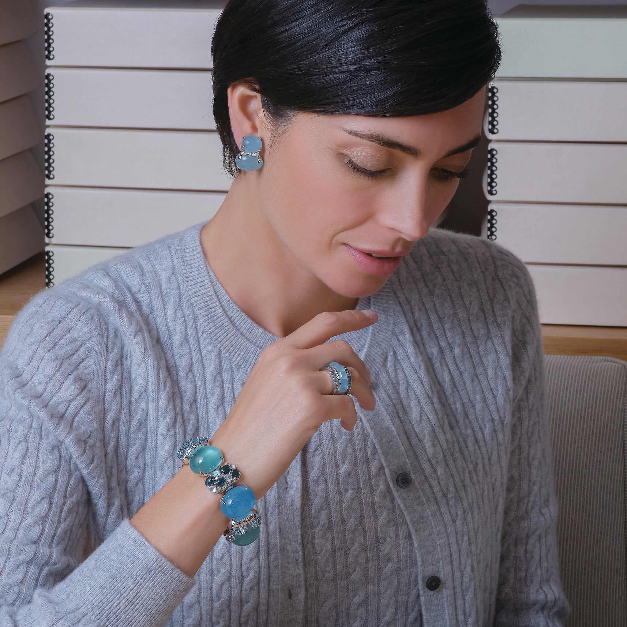 Double Cab Earrings in Aquamarine