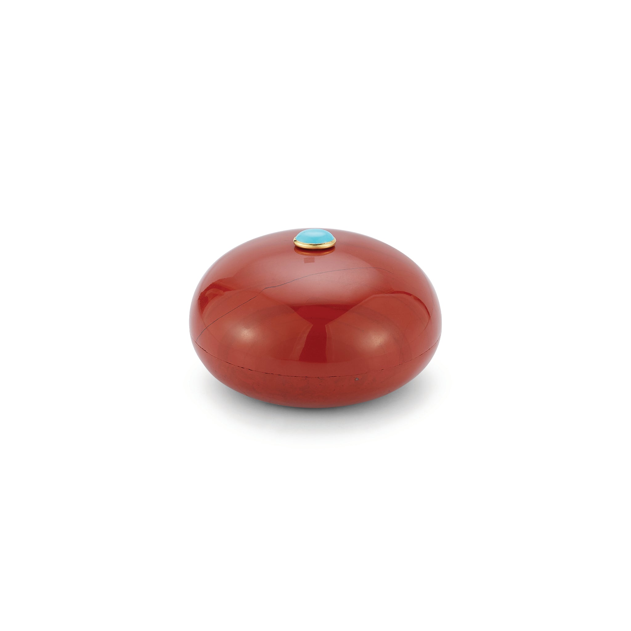 Small Round Red Jasper Box with Turquoise