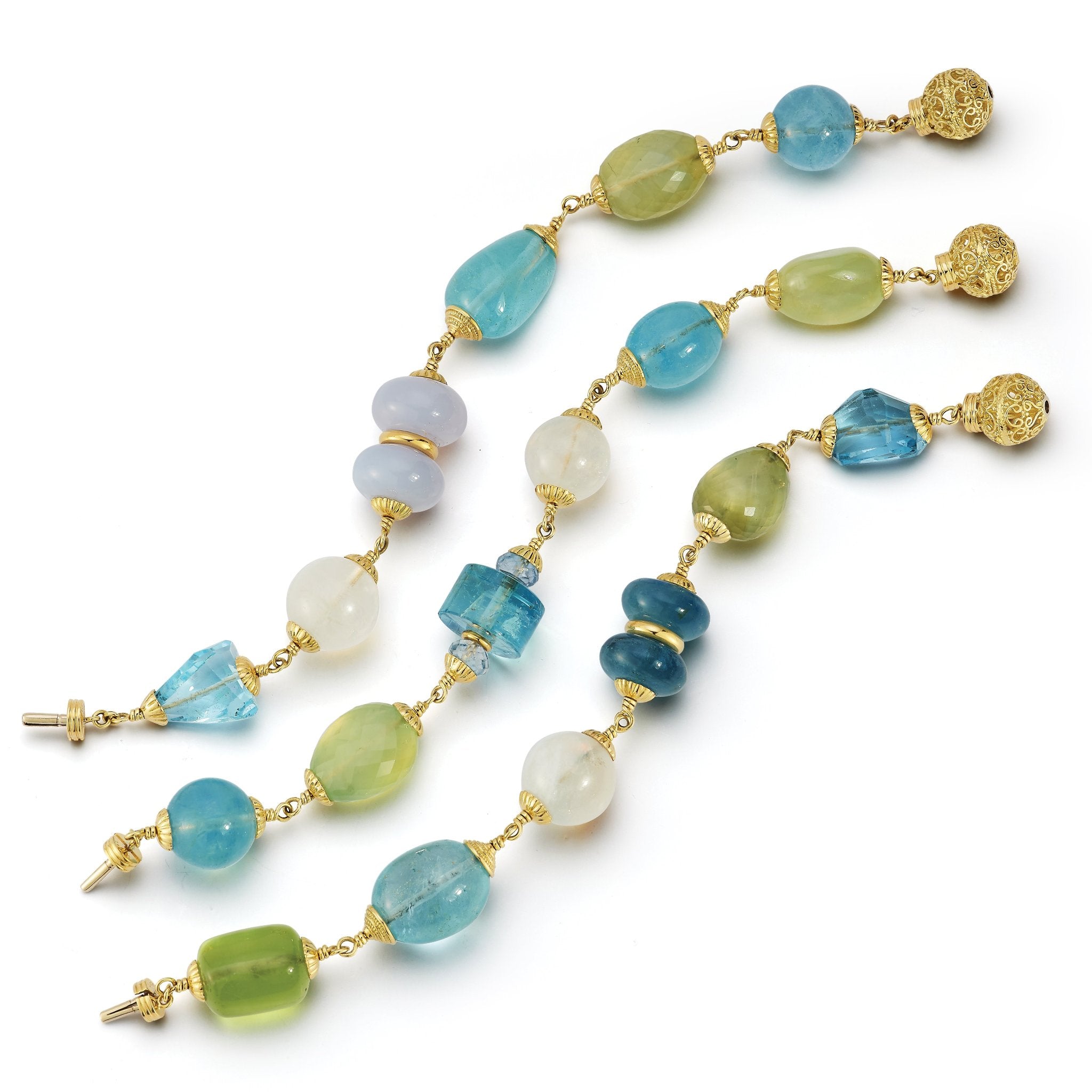 Large Multi Baroque Bracelets in Blues and Greens