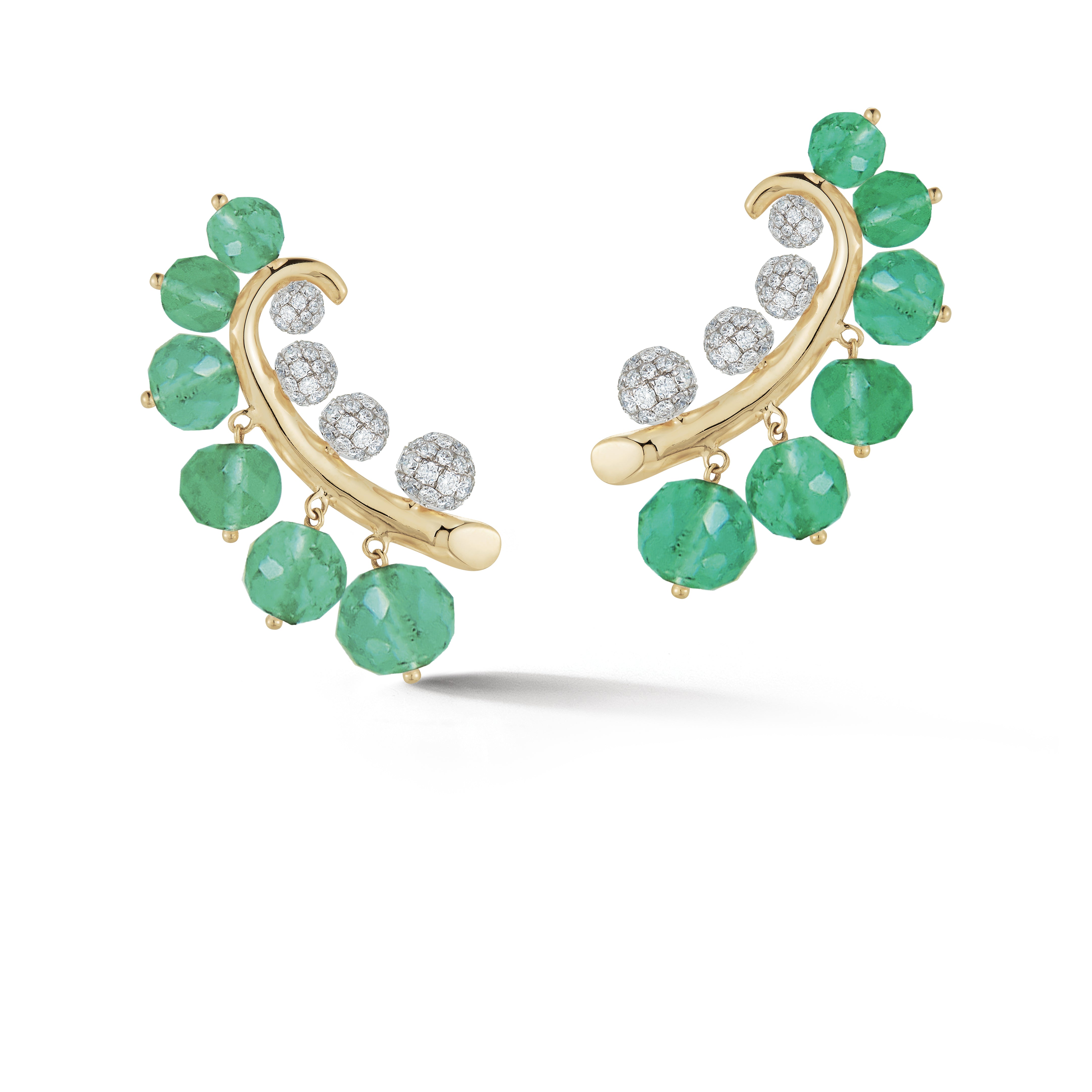 Lily of the Valley Earrings in Emerald & Diamond