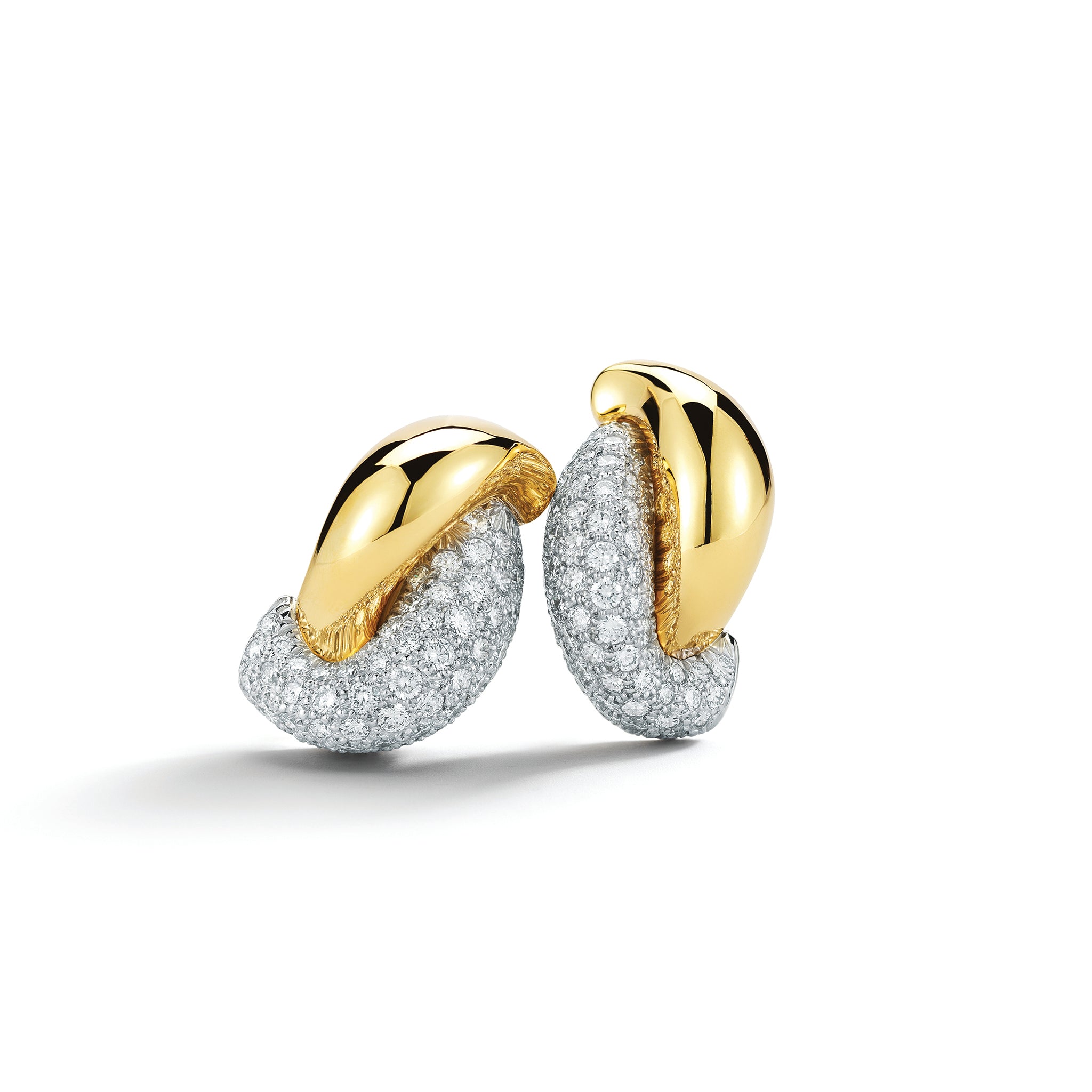 Half Link Earrings in Pave Diamond