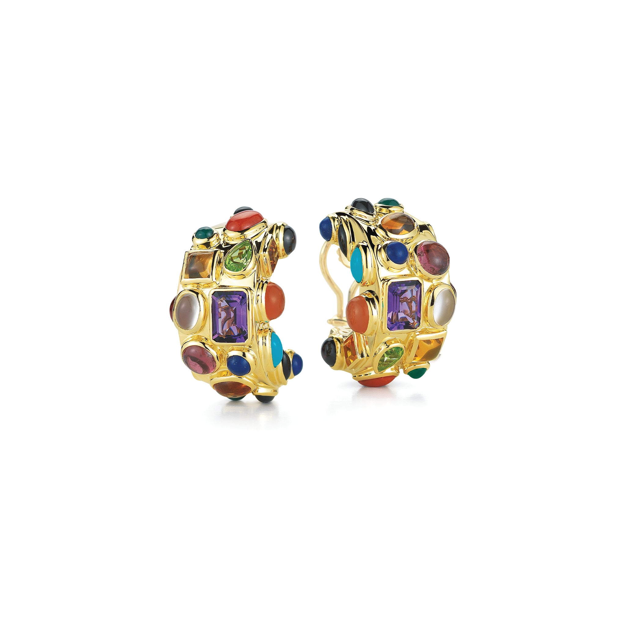 Fifties Hoop Earrings in Multi Stone