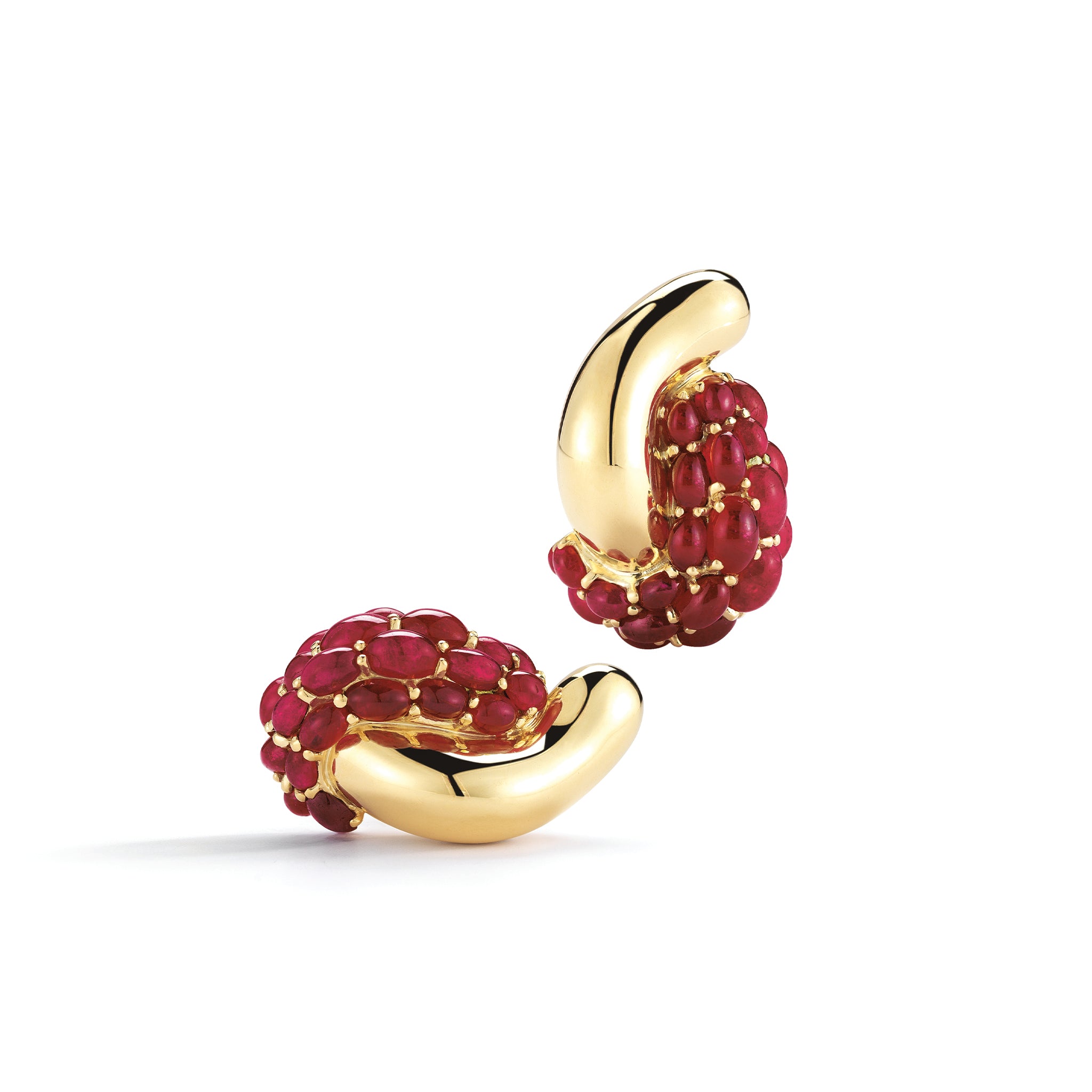 Half Link Earrings in Ruby