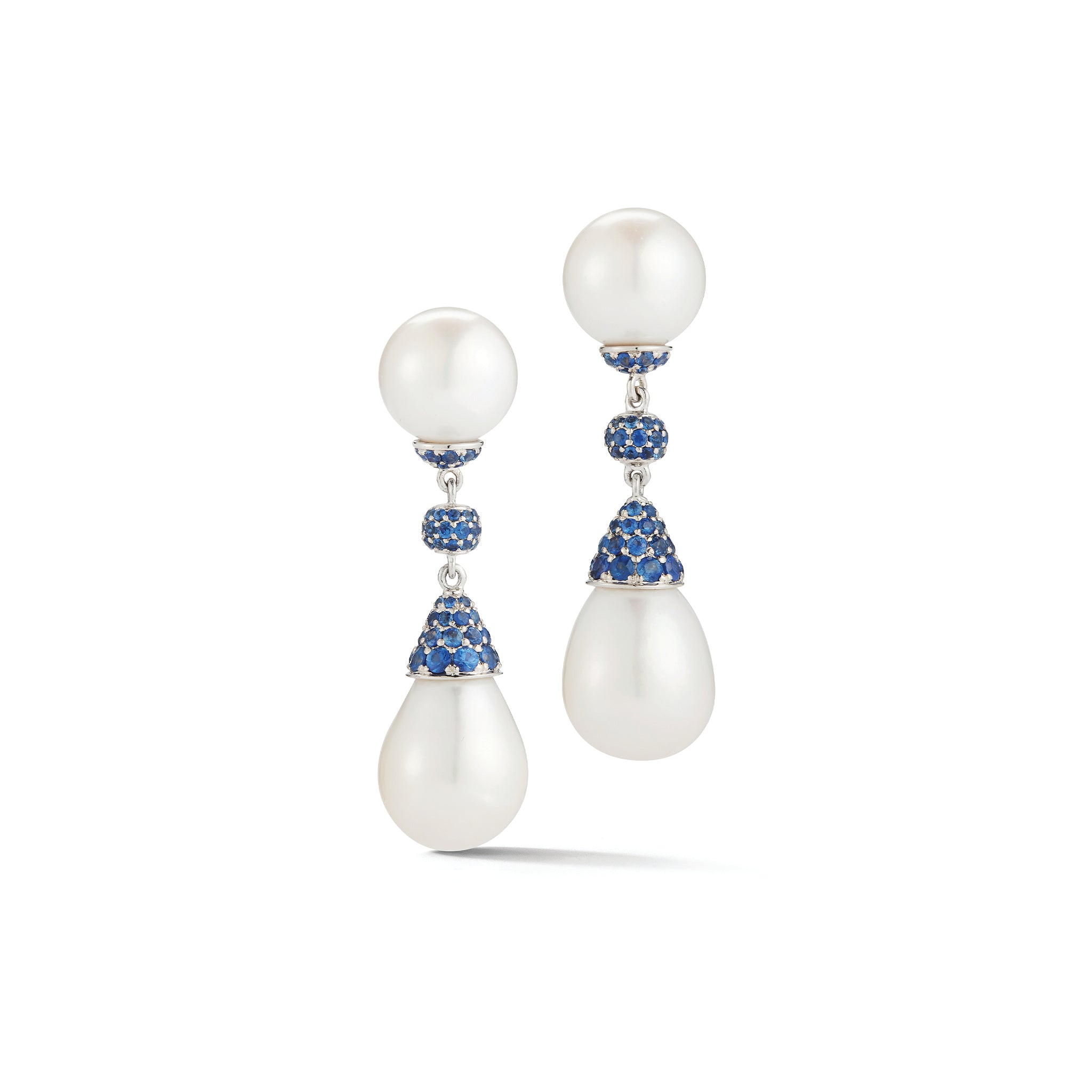 Juno Pearl Earrings with Sapphire