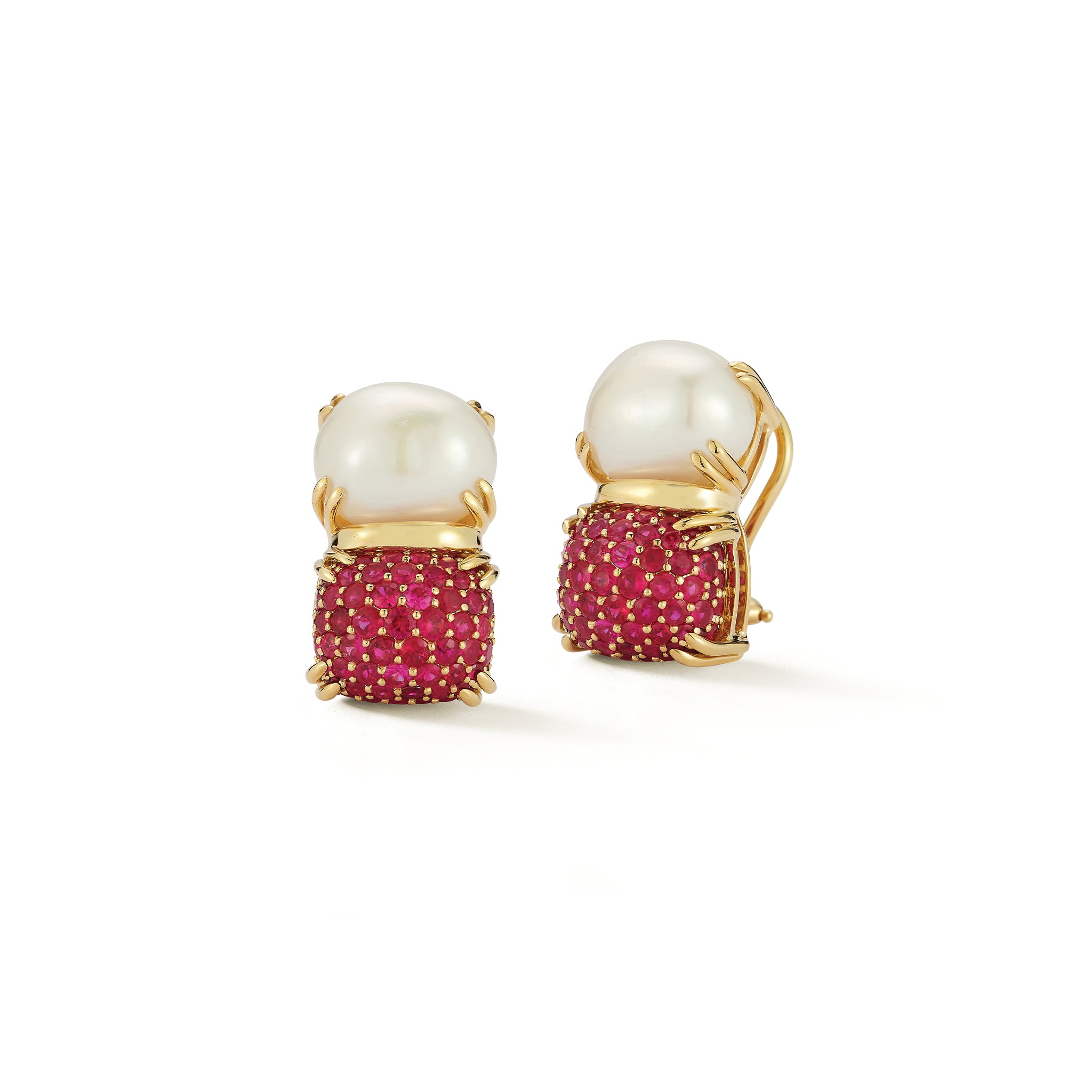 Double Cab Earrings in Pearl & Ruby