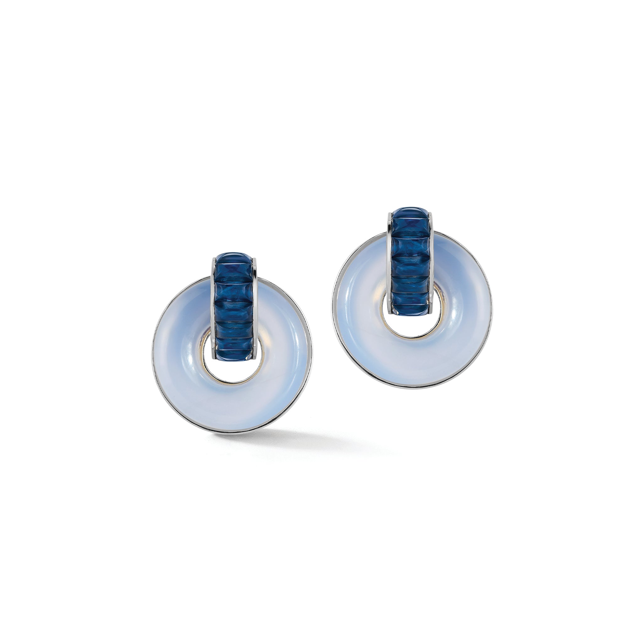 Giro Earrings in Sapphire, Blue Chalcedony
