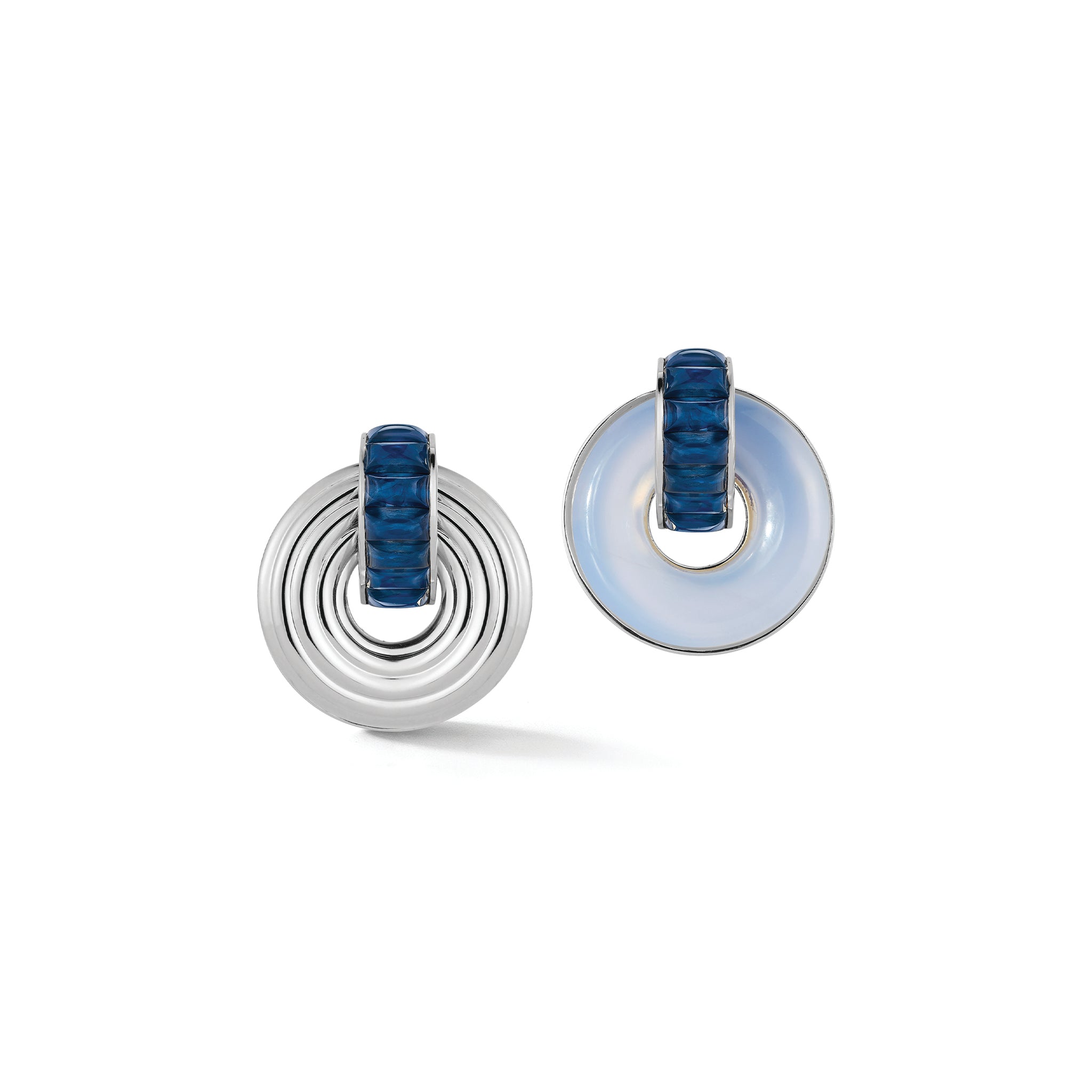 Giro Earrings in Sapphire, Blue Chalcedony