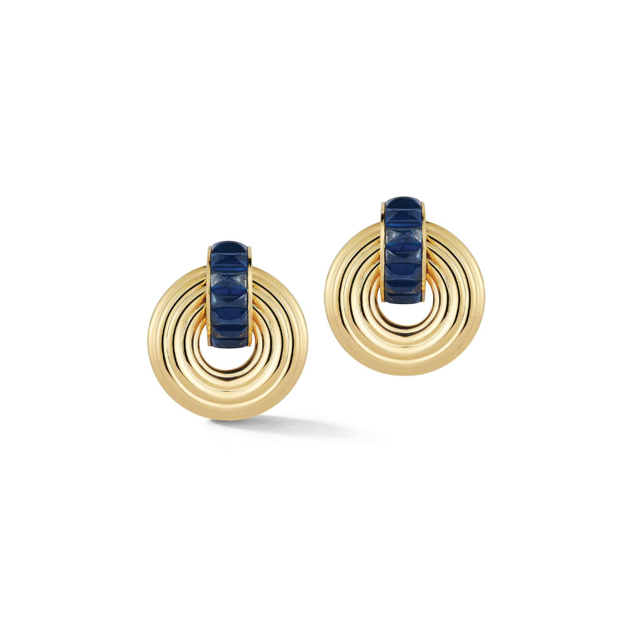 Giro Earrings in Sapphire, Blue Chalcedony