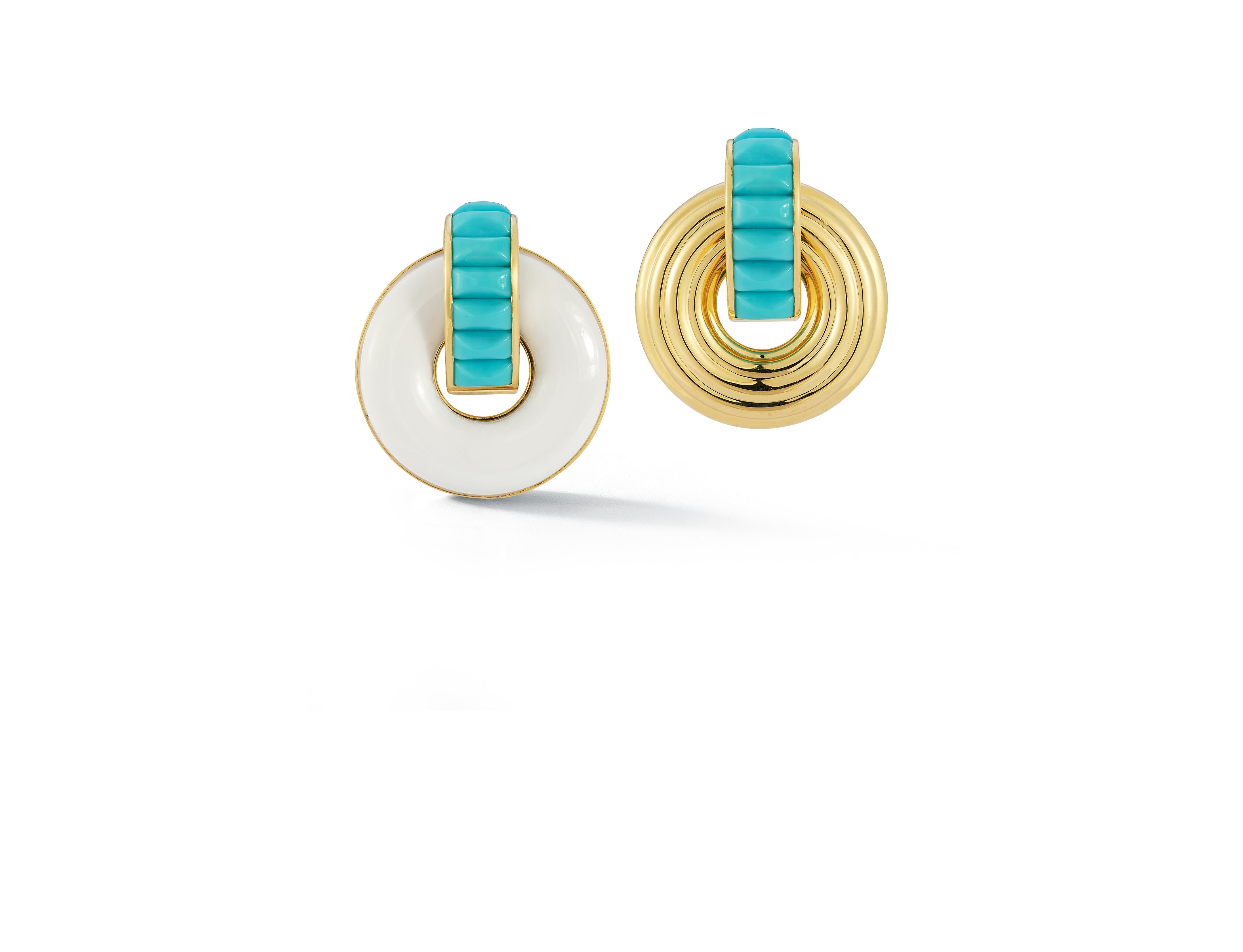 Giro Earrings in Turquoise, White Ceramic