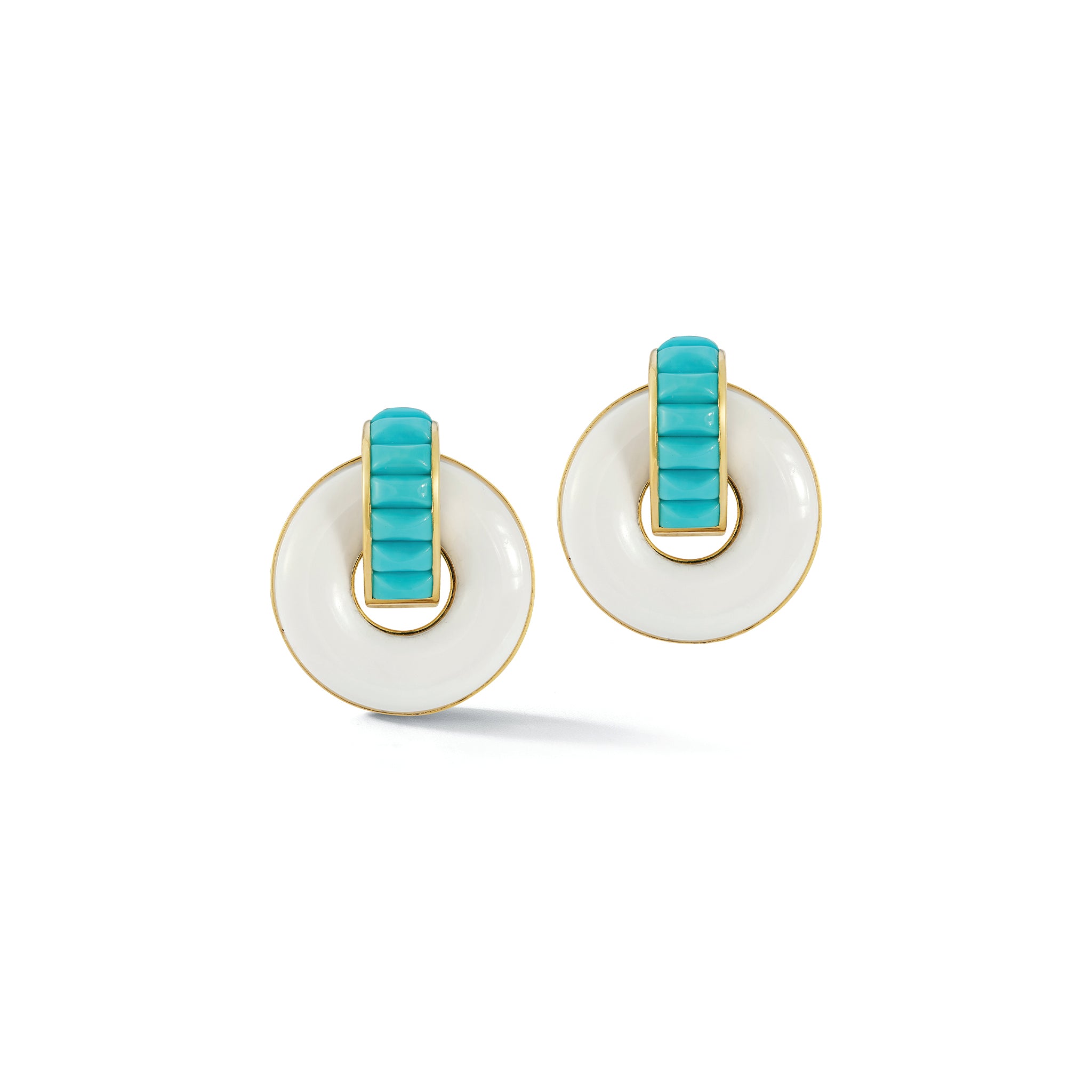 Giro Earrings in Turquoise, White Ceramic