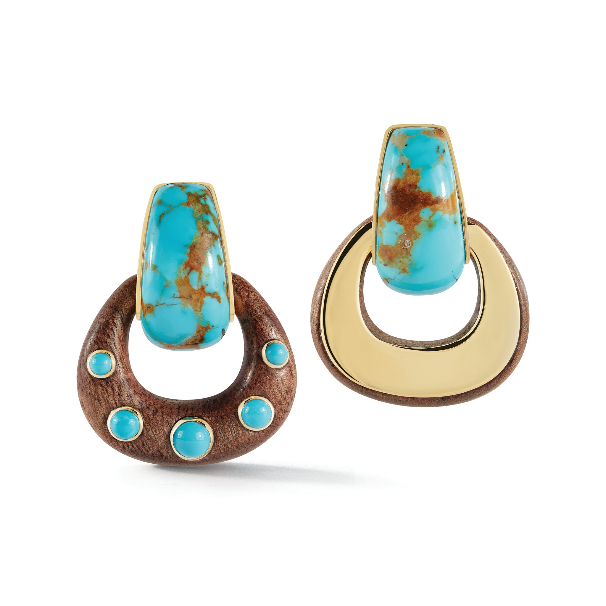 Madison Earrings with Turquoise Hoop & Wood Buckle