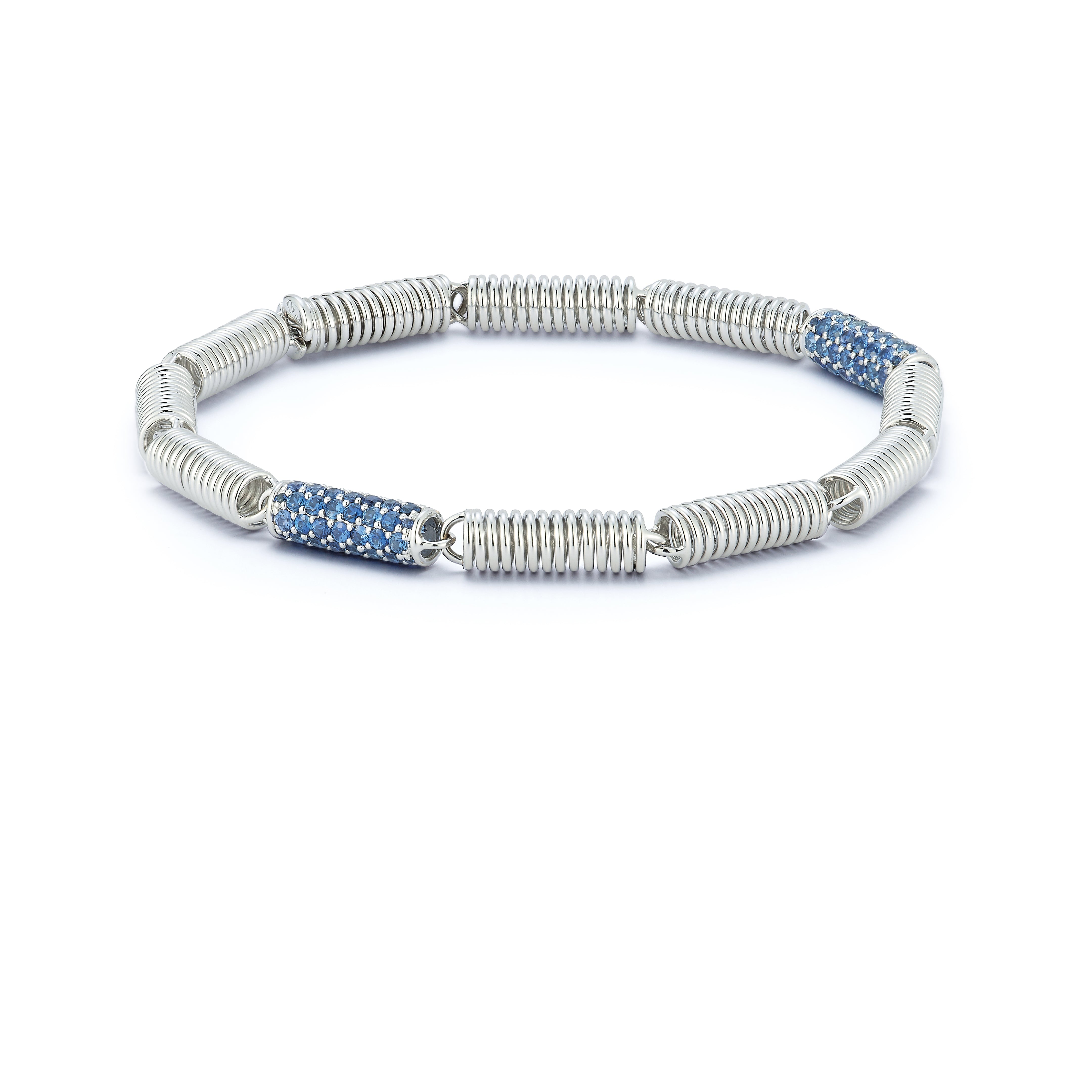 Pave Sapphire Verona Bar Bracelet in White Gold