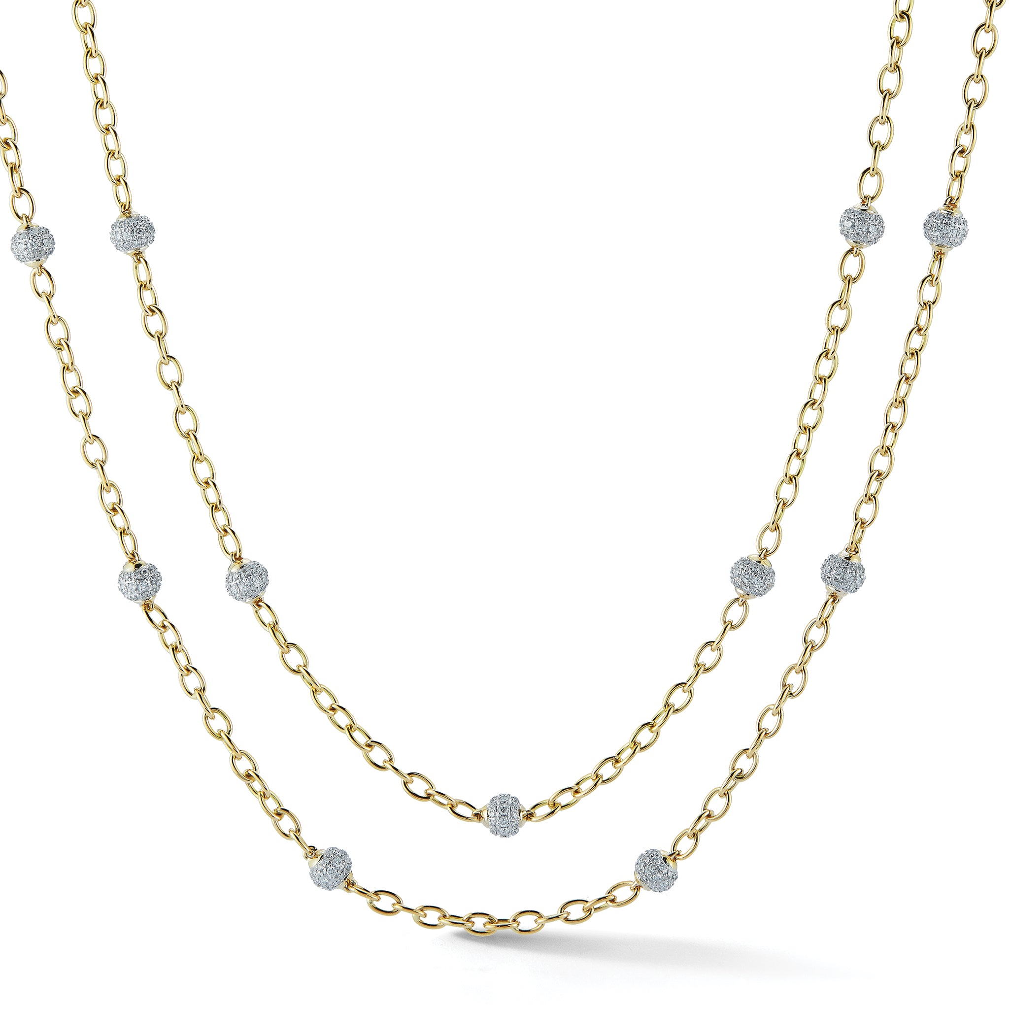 Medium Astro Necklaces Pave Diamond Lentils Yellow Gold