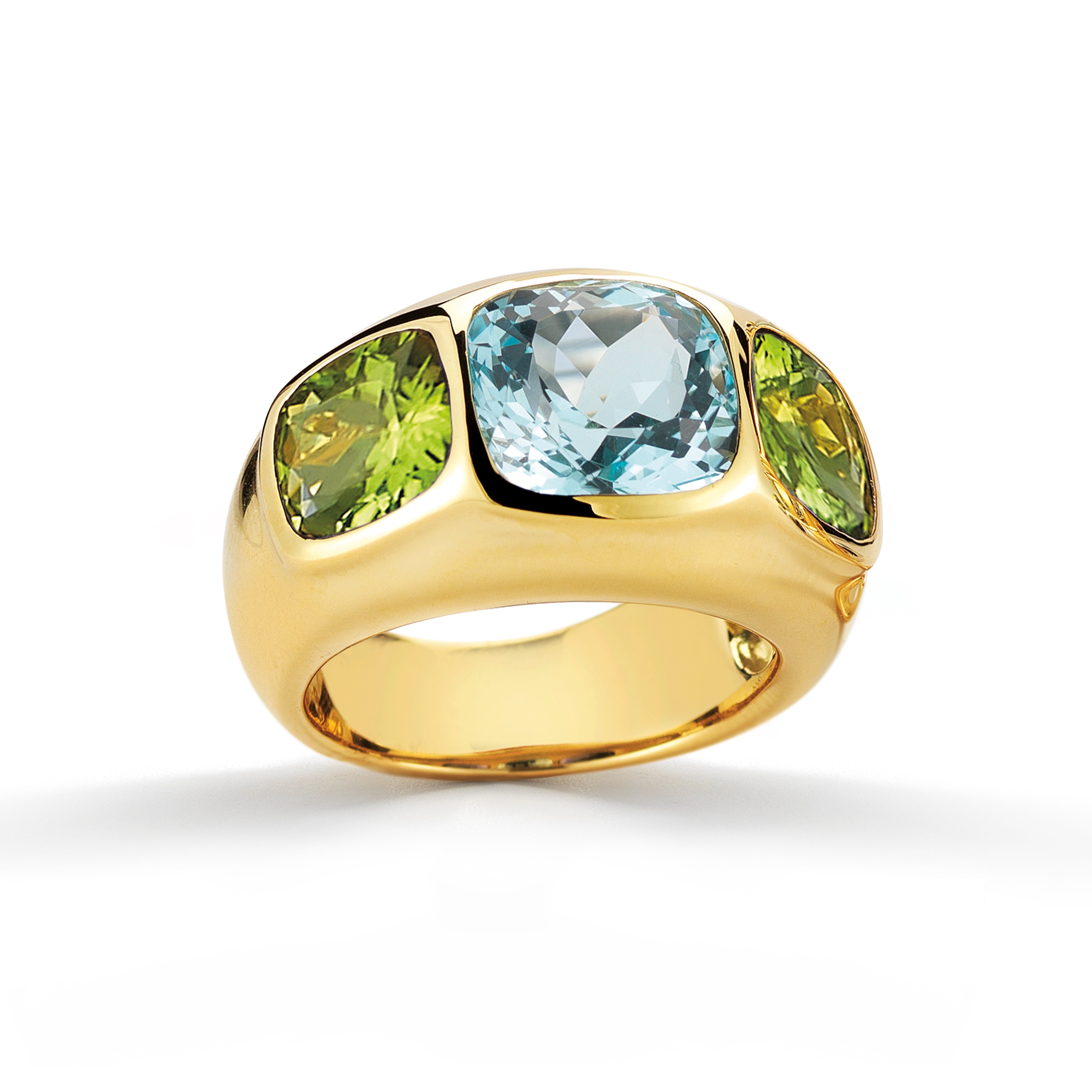 Mughal Ring in Blue Topaz & Peridot