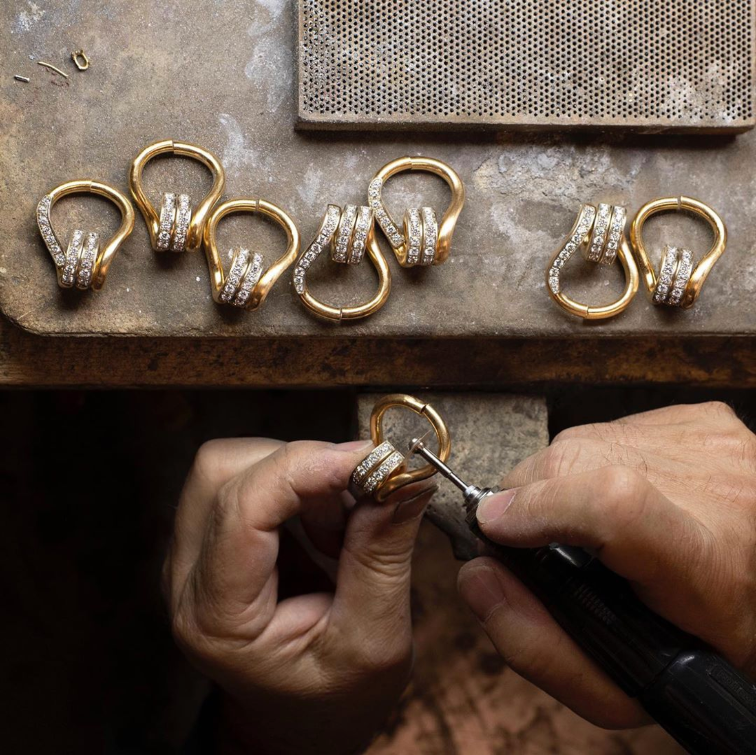 Image from our workshop making the Pave Diamond Mousetrap Bracelet