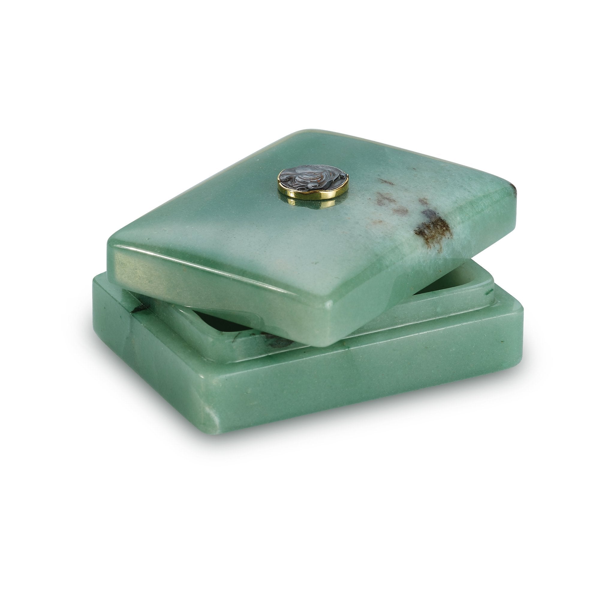 Small Green Aventurine Box with Hematite side