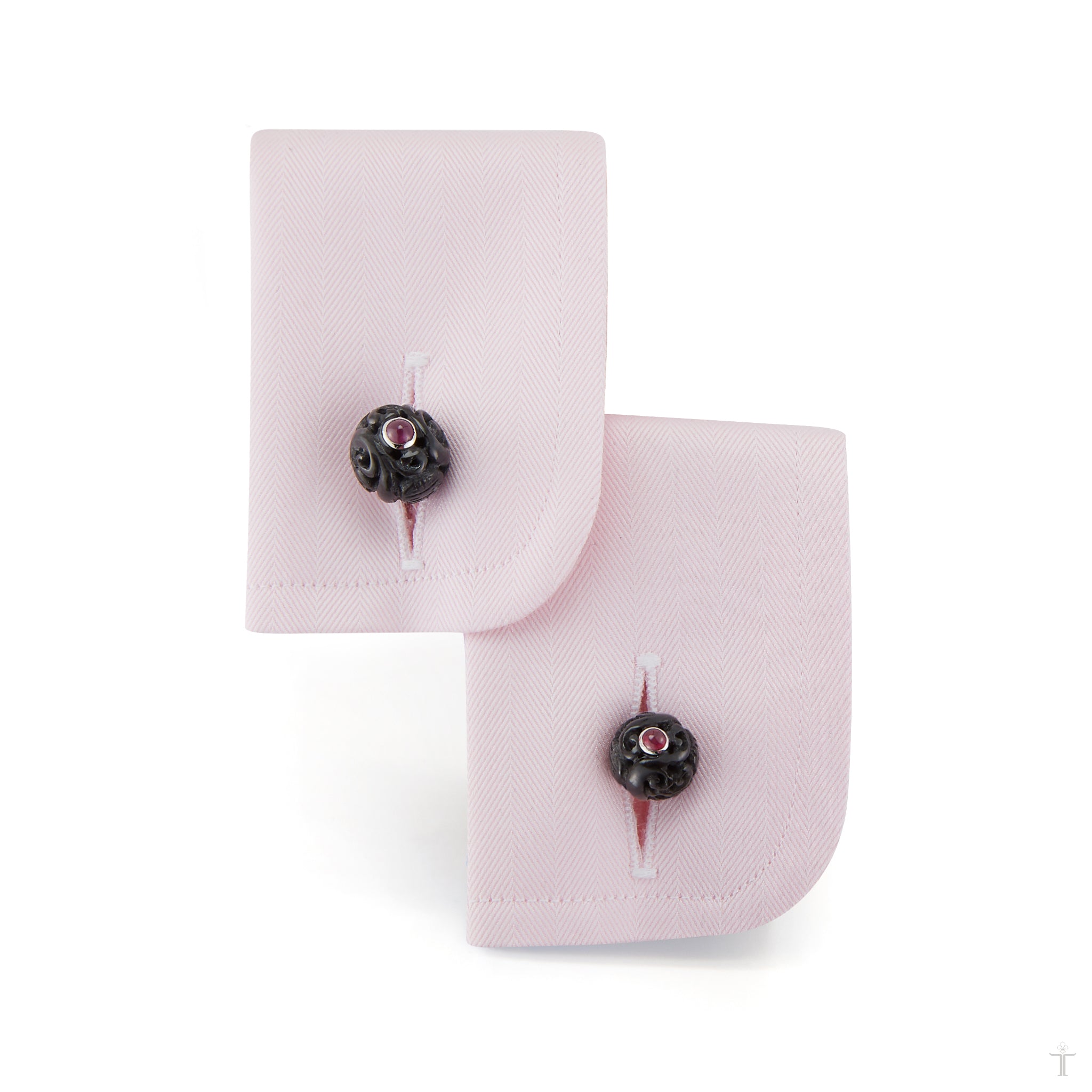 Canton Cufflinks in Black Jade & Ruby