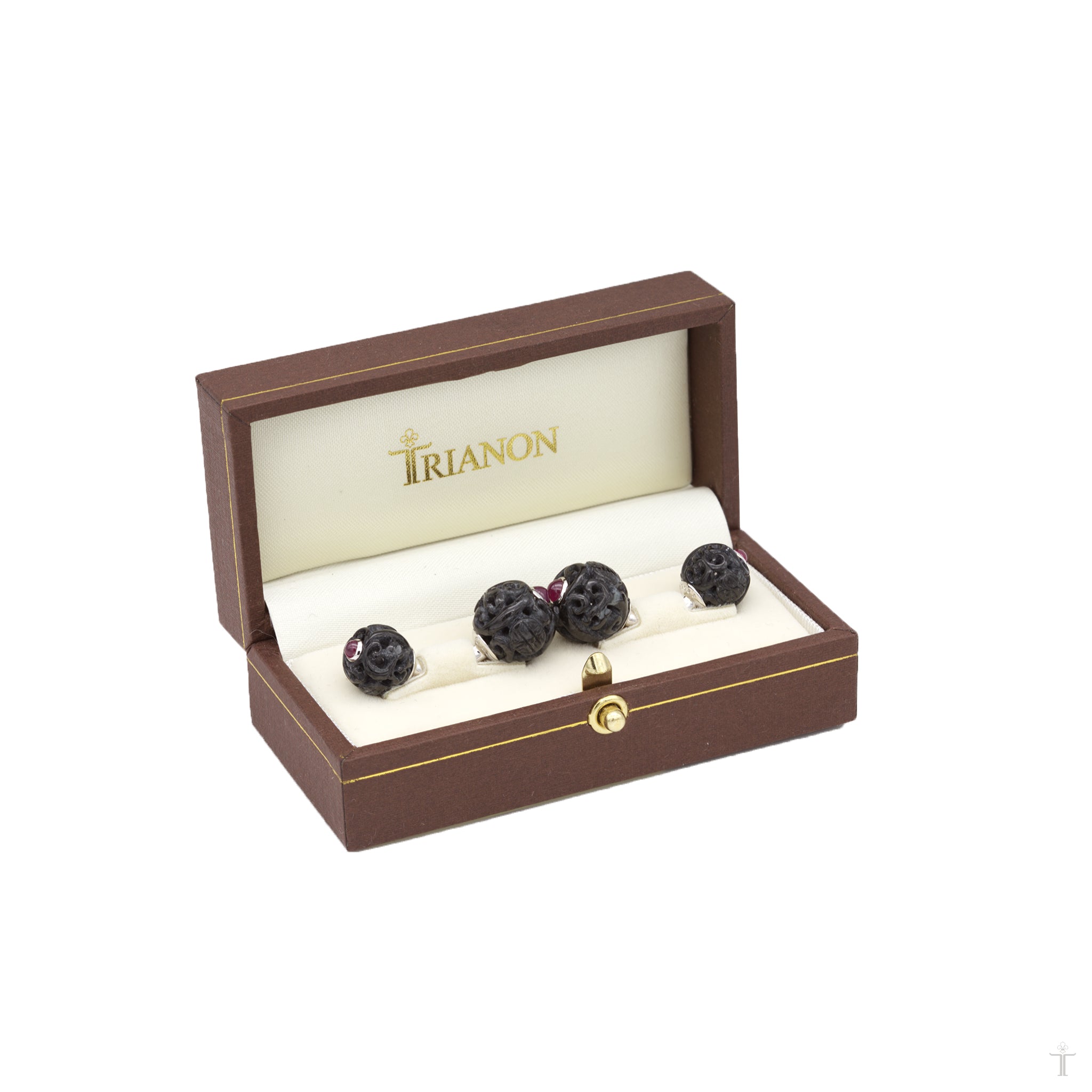 Canton Cufflinks in Black Jade & Ruby