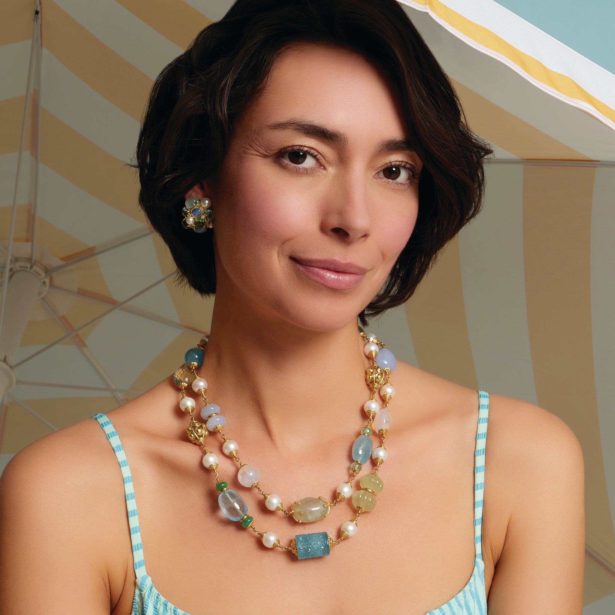 Multi Baroque Necklaces in Blues & Greens