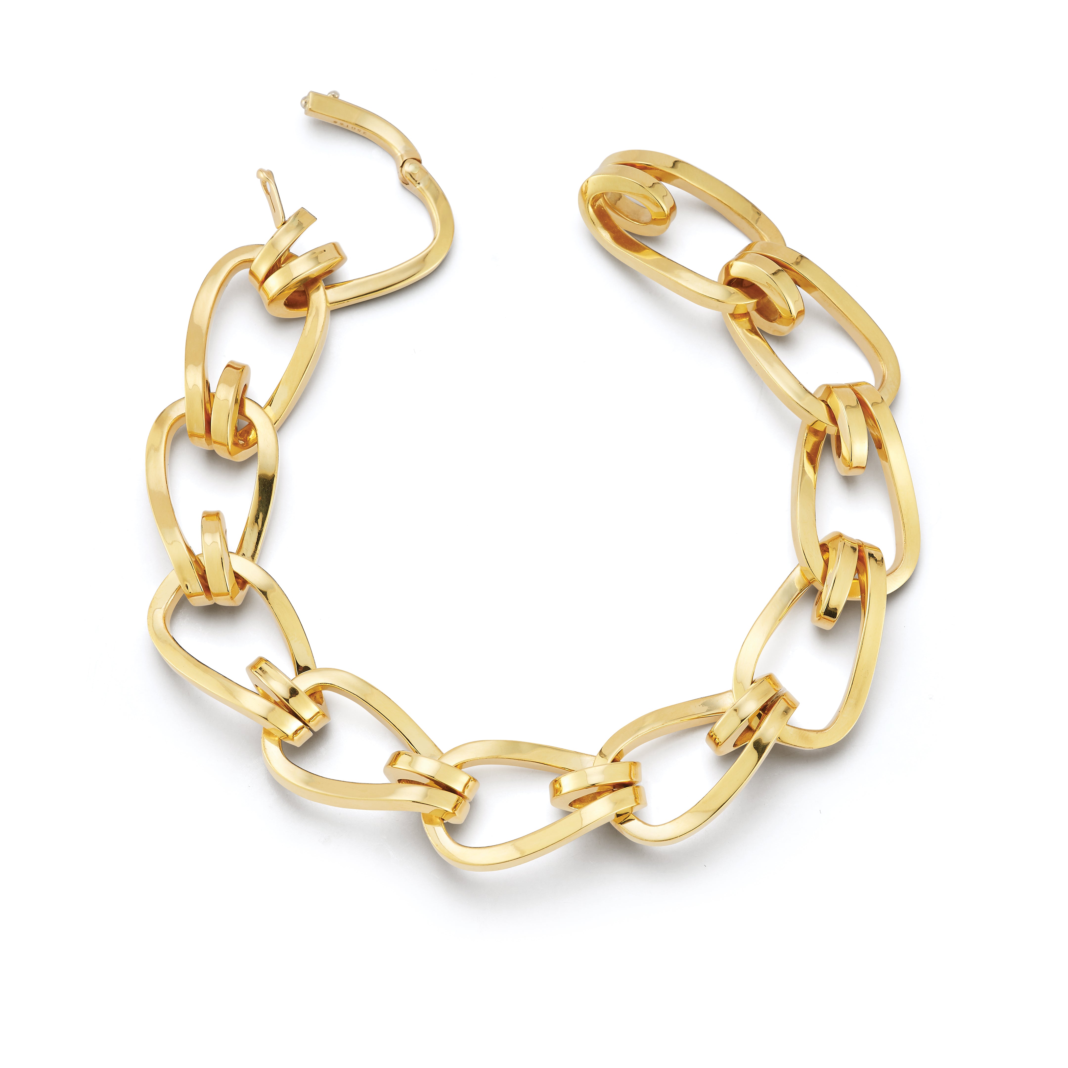 Large Yellow Gold Daytona Link Bracelet Open