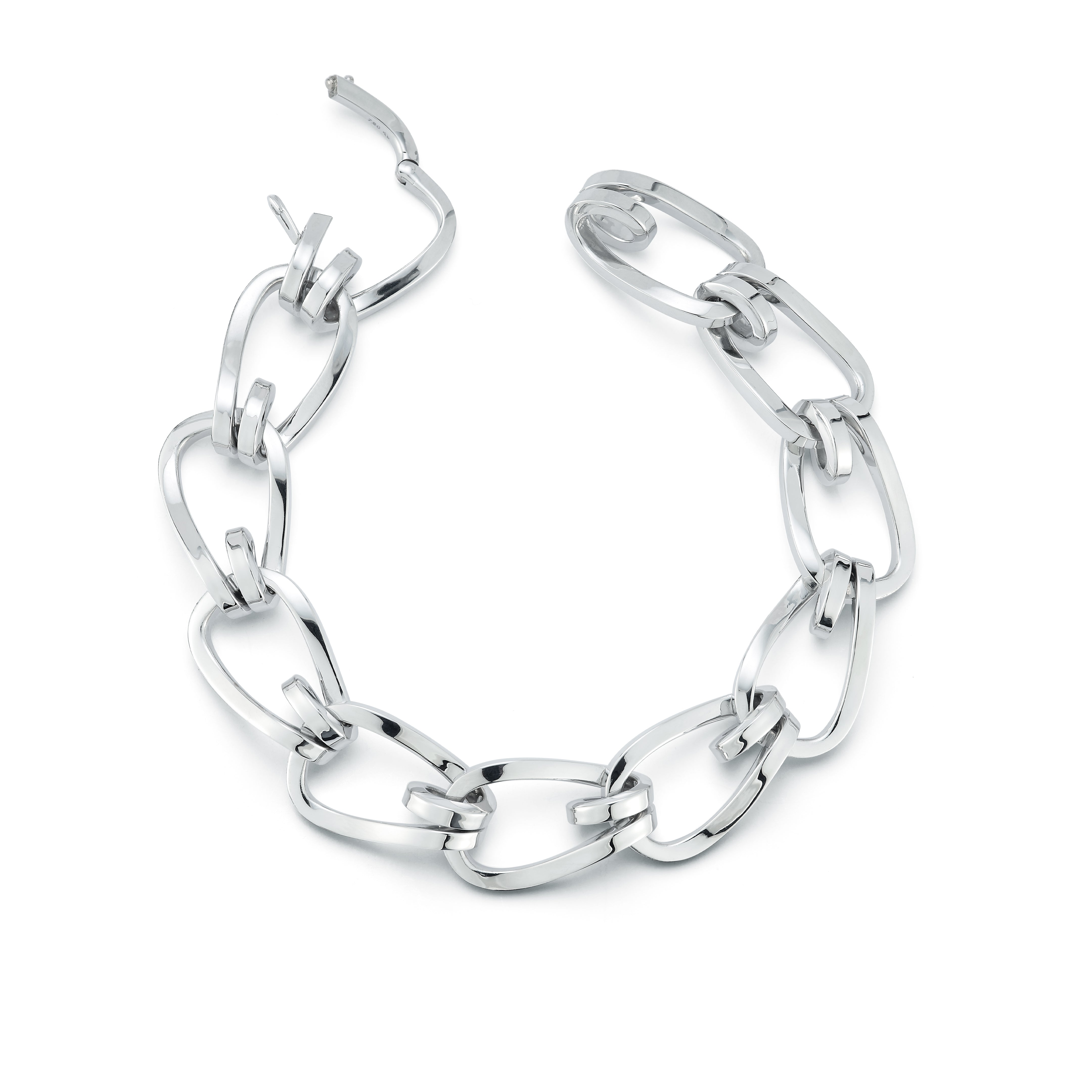 Large White Gold Daytona Link Bracelet Open