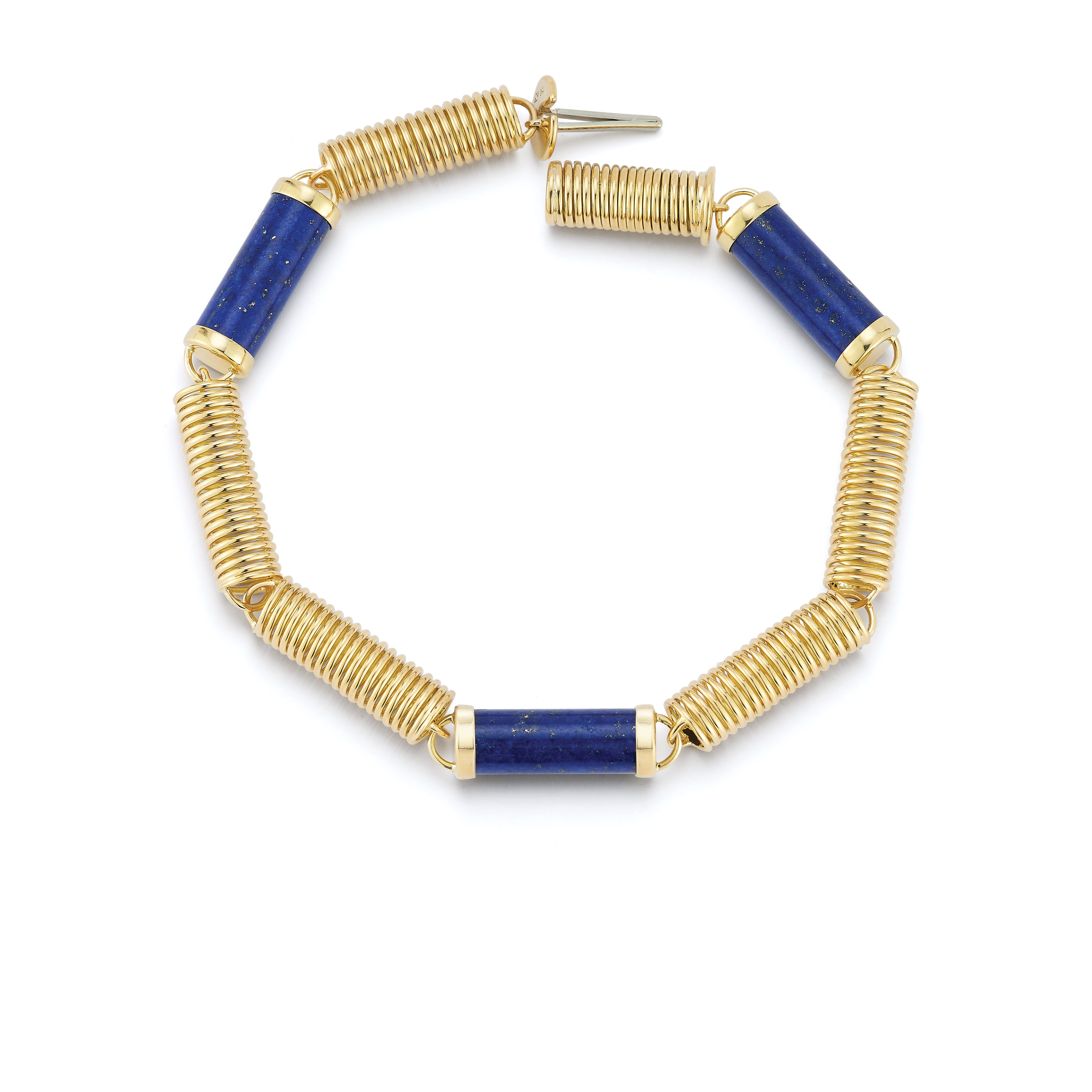 Large Lapis Verona Yellow Gold Bracelet Open