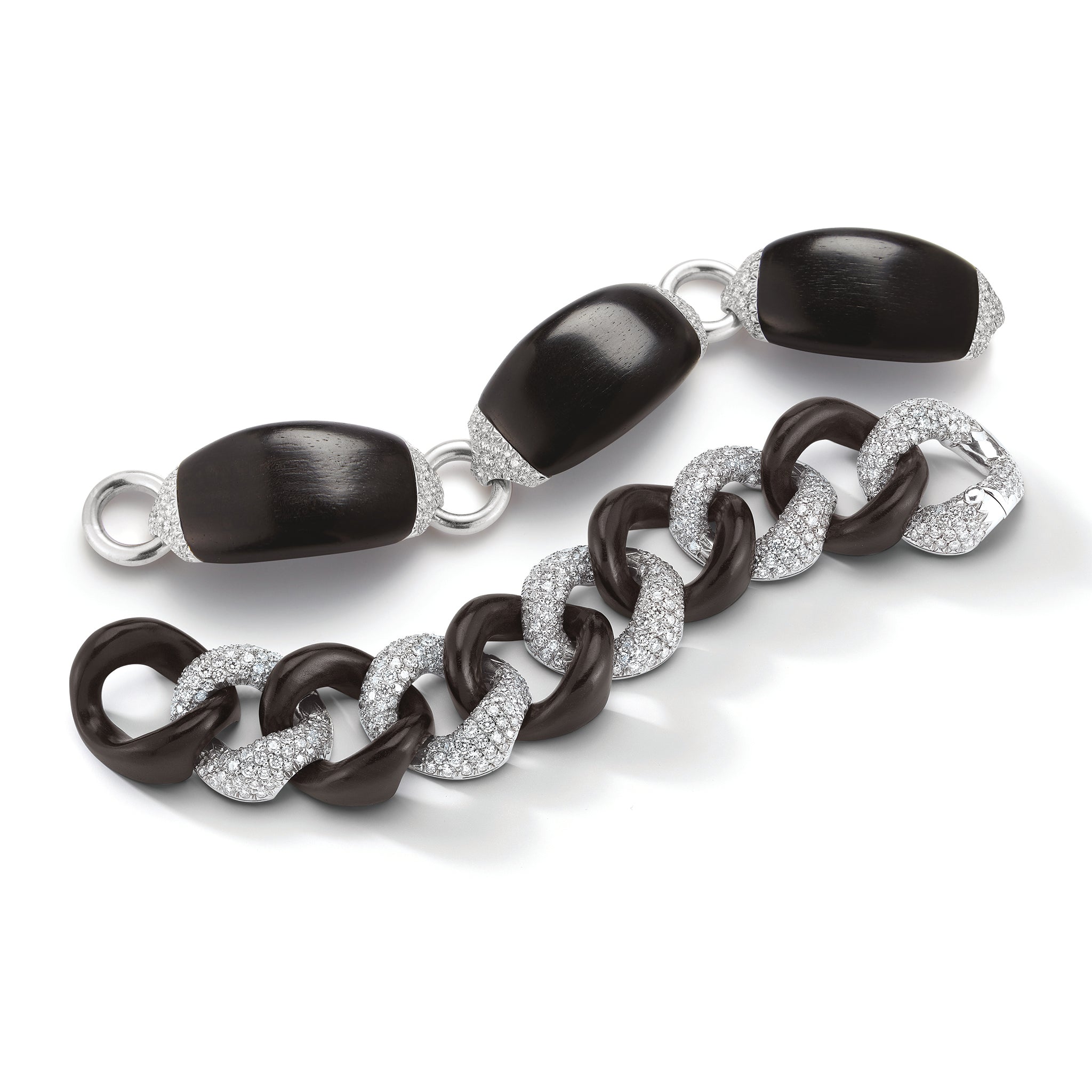 ebony and diamond boat link and link bracelets