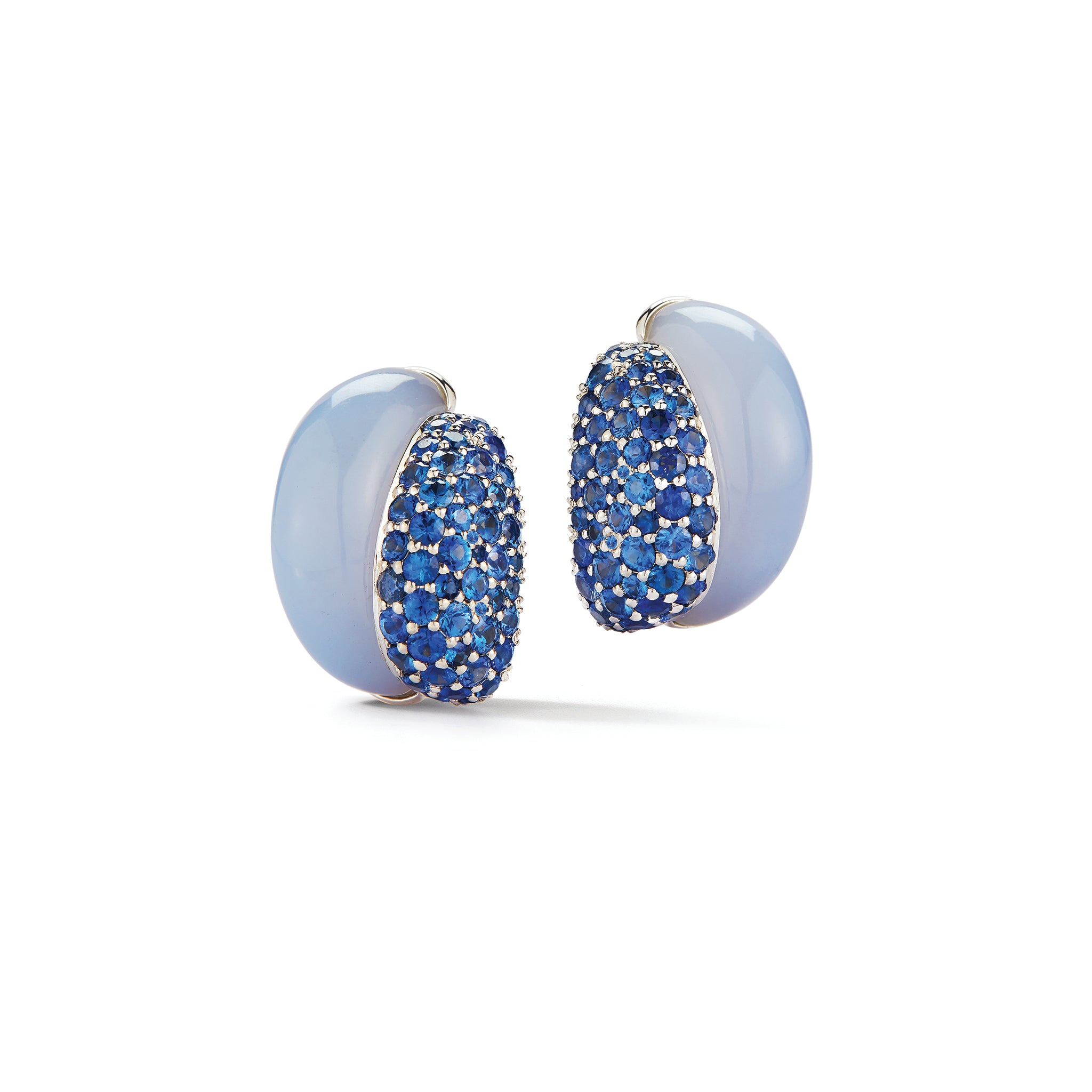 Silhouette Earrings in Blue Chalcedony & Sapphire