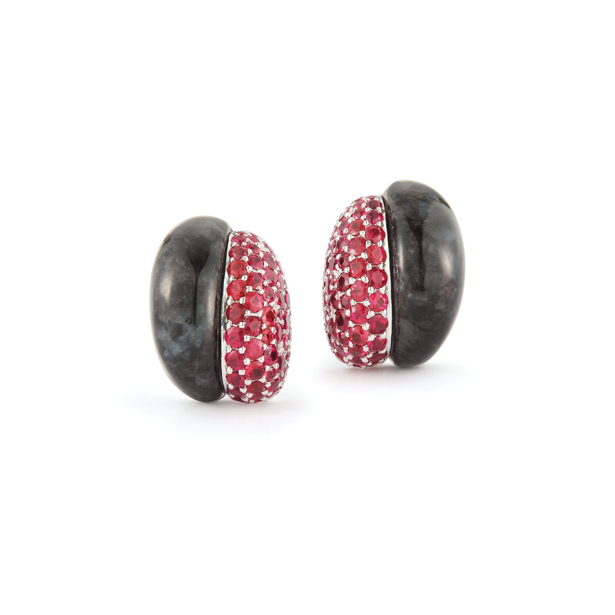 Silhouette Earrings in Black Jade & Ruby