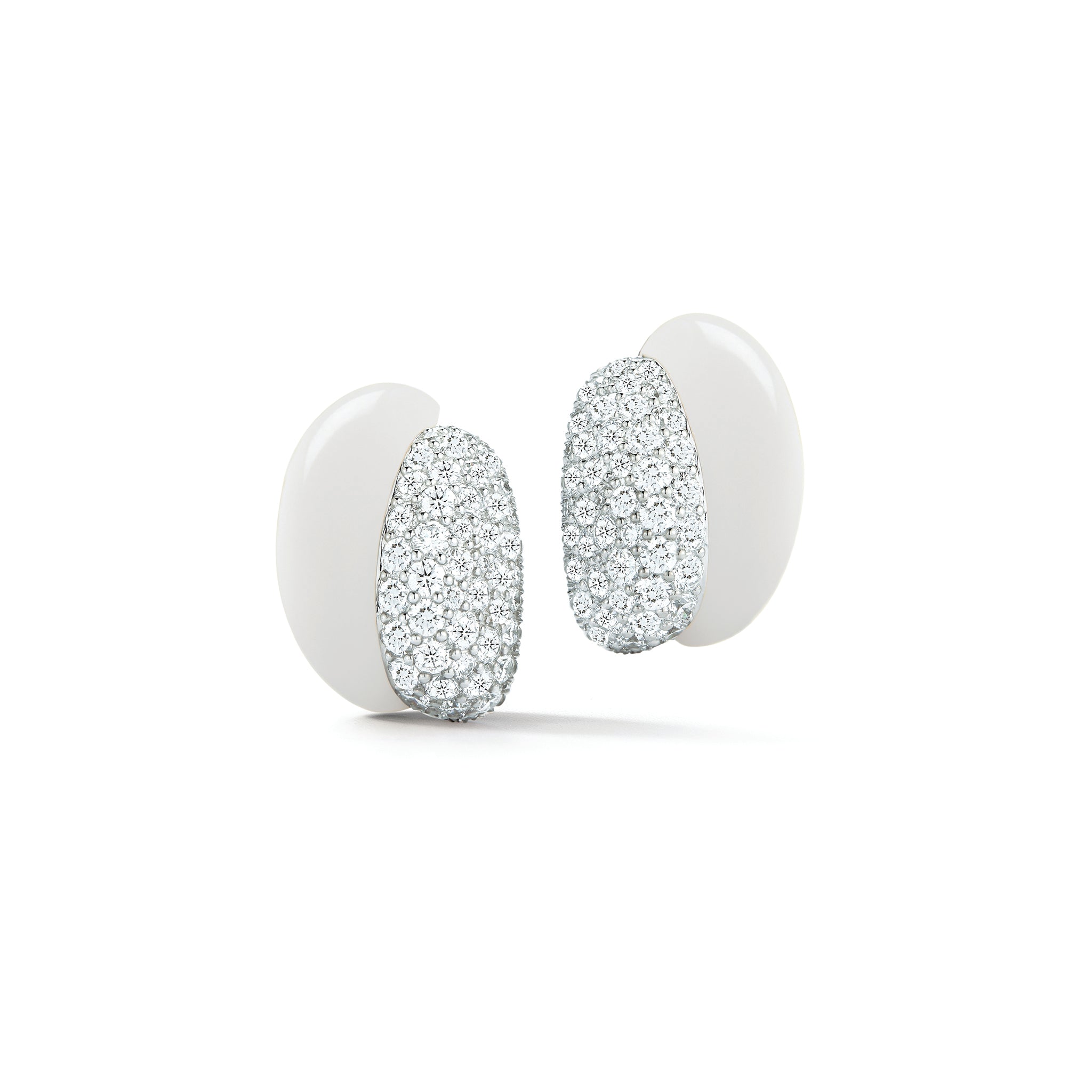 Silhouette Earrings in White Ceramic & Diamond