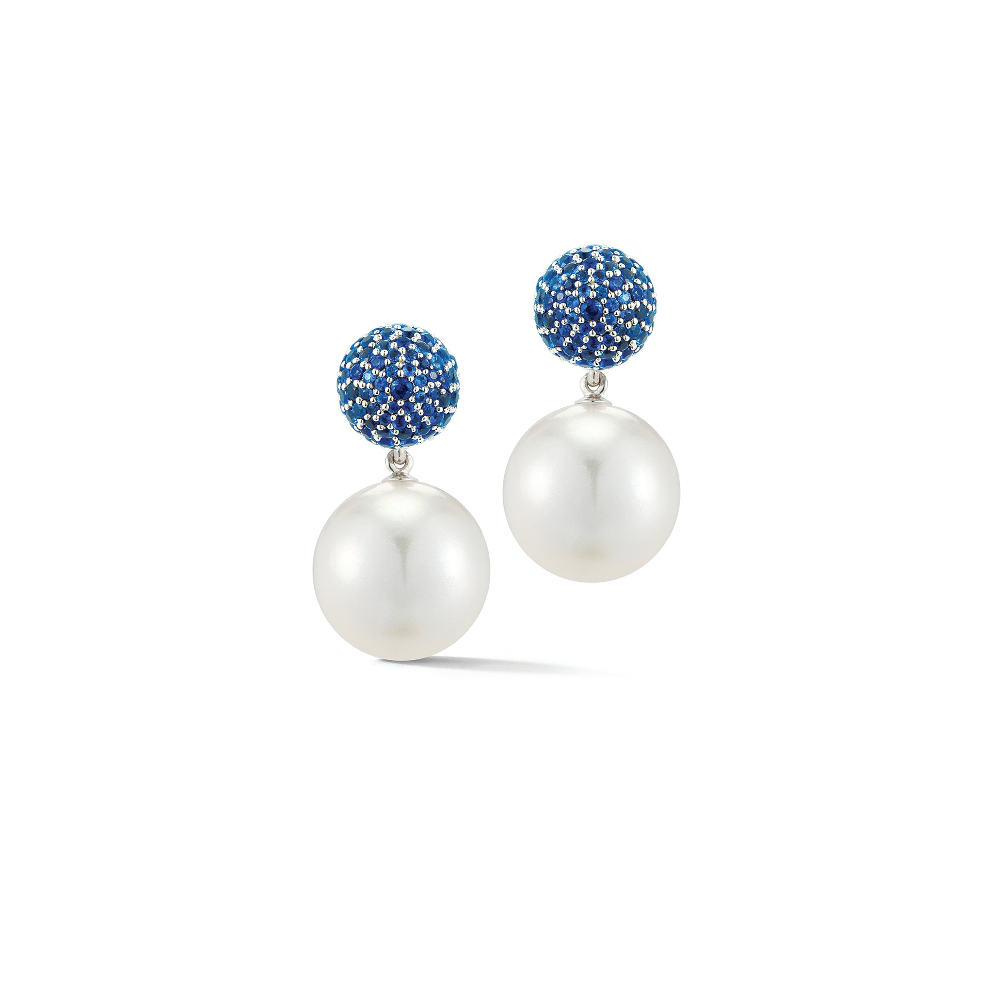 Boule Earrings in Sapphire & Pearl