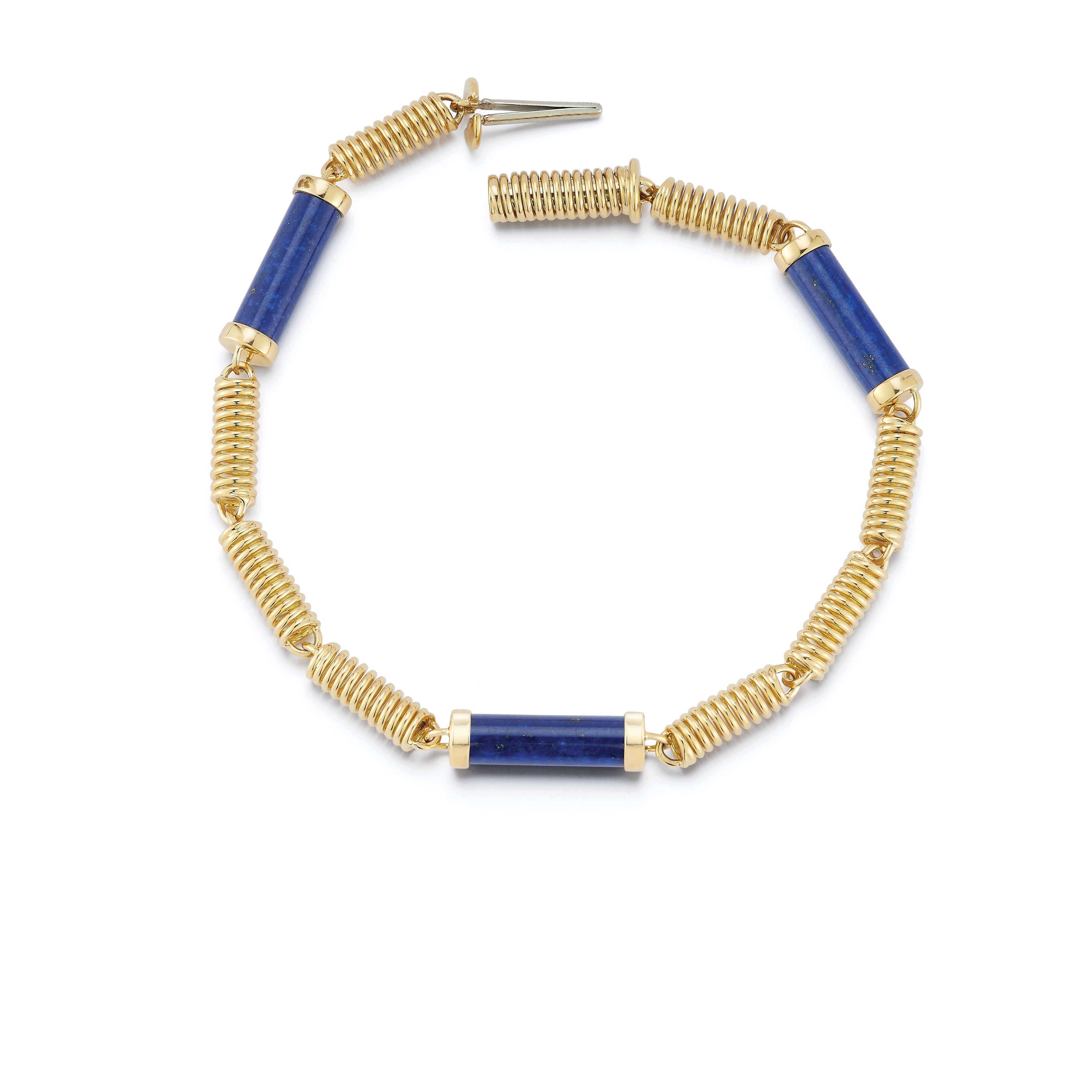 Small Lapis Verona Yellow Gold Bracelet Open