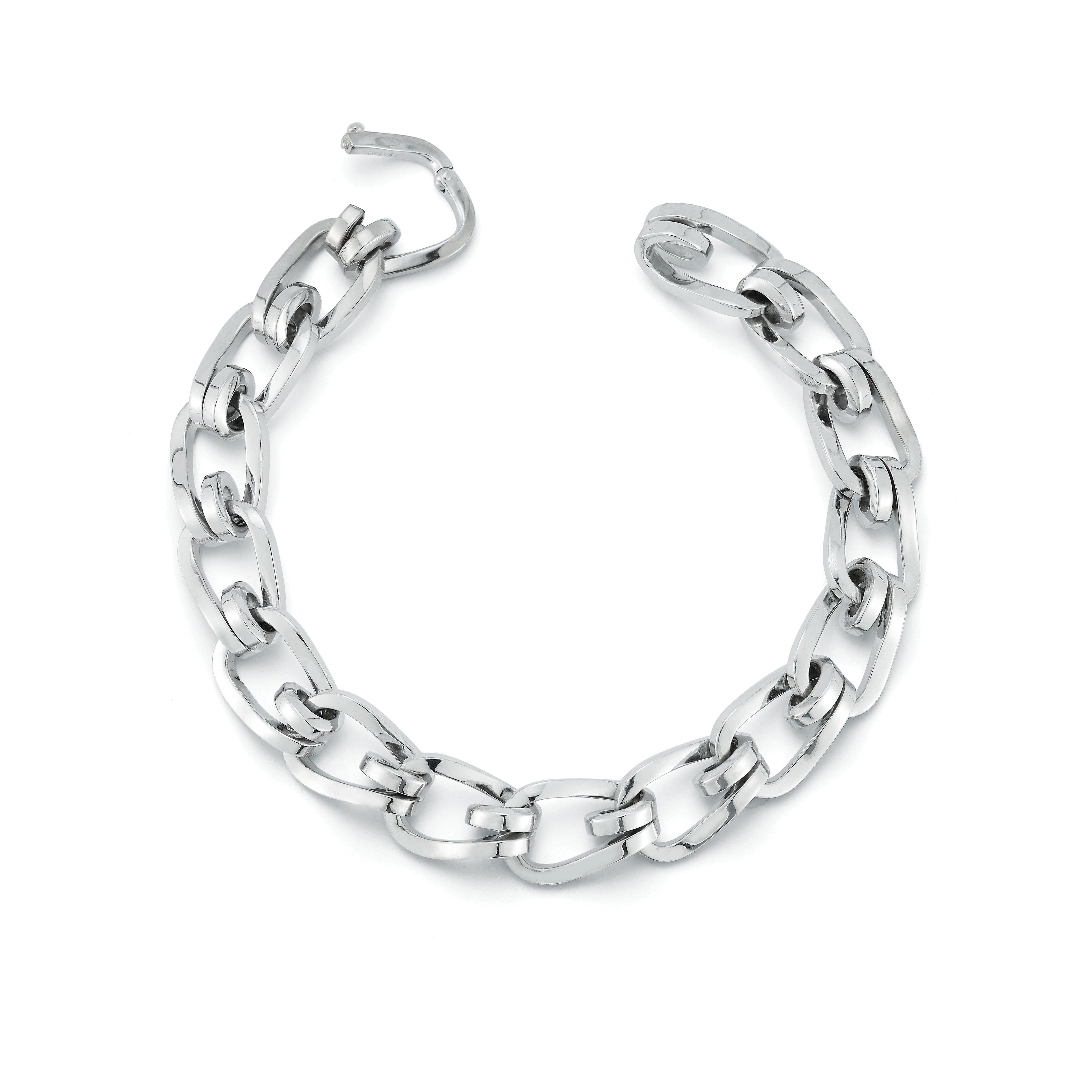 Small White Gold Daytona Link Bracelet Open