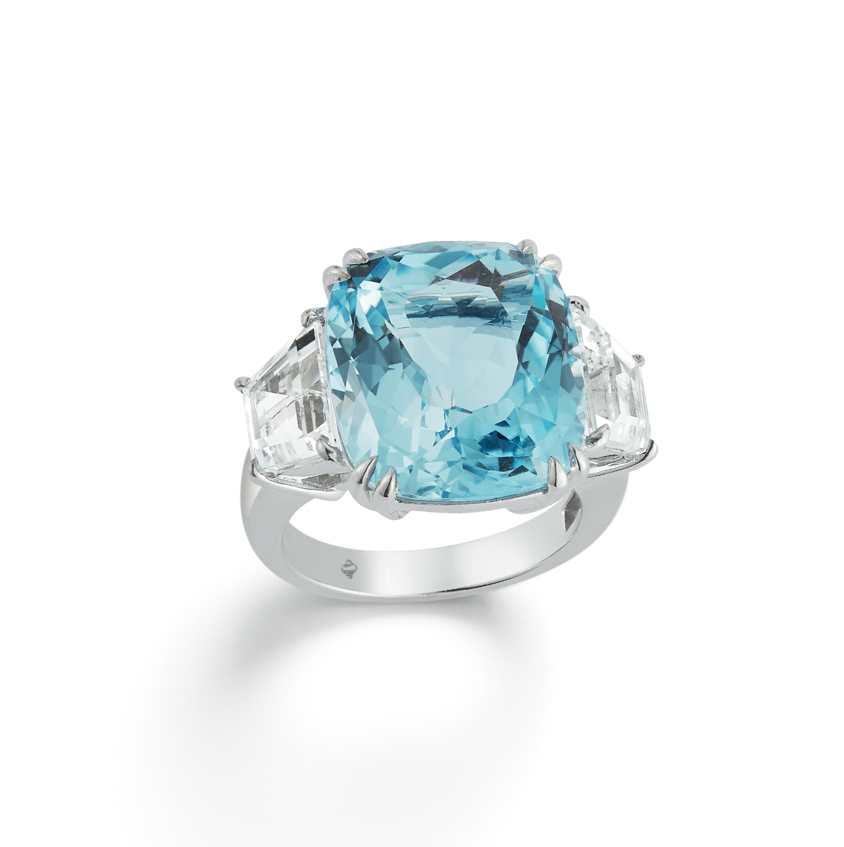 Three Stone Ring in Blue & White Topaz