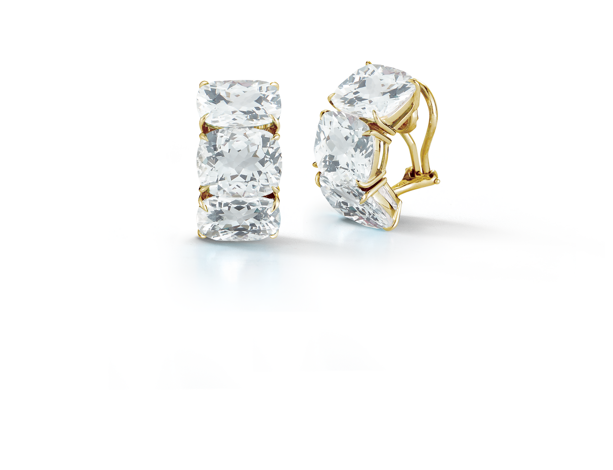 GOLD HOOP EARRINGS W/TOPAZ MULTI RHINESTONES main image 1