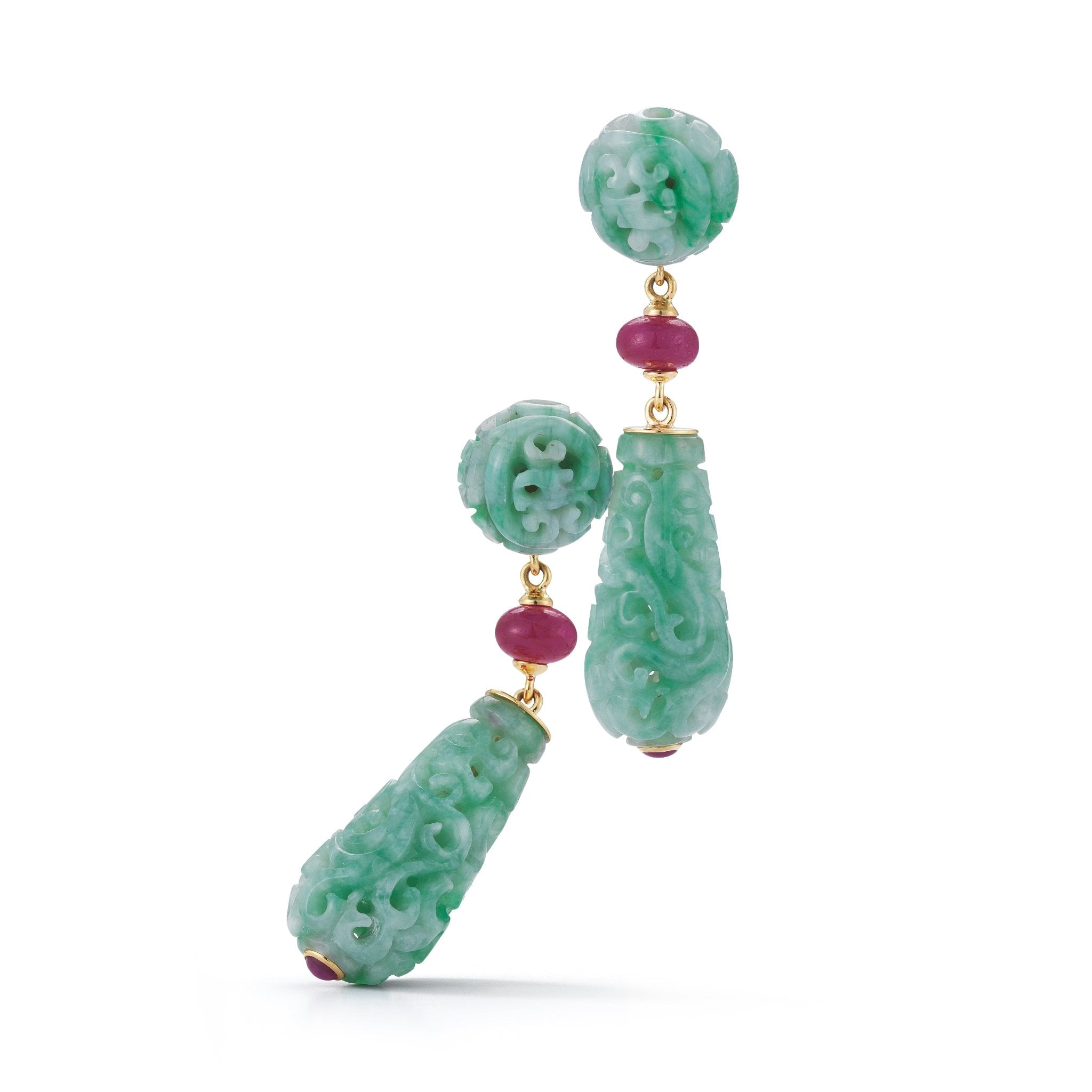 Canton Drop Earrings in Jade & Ruby