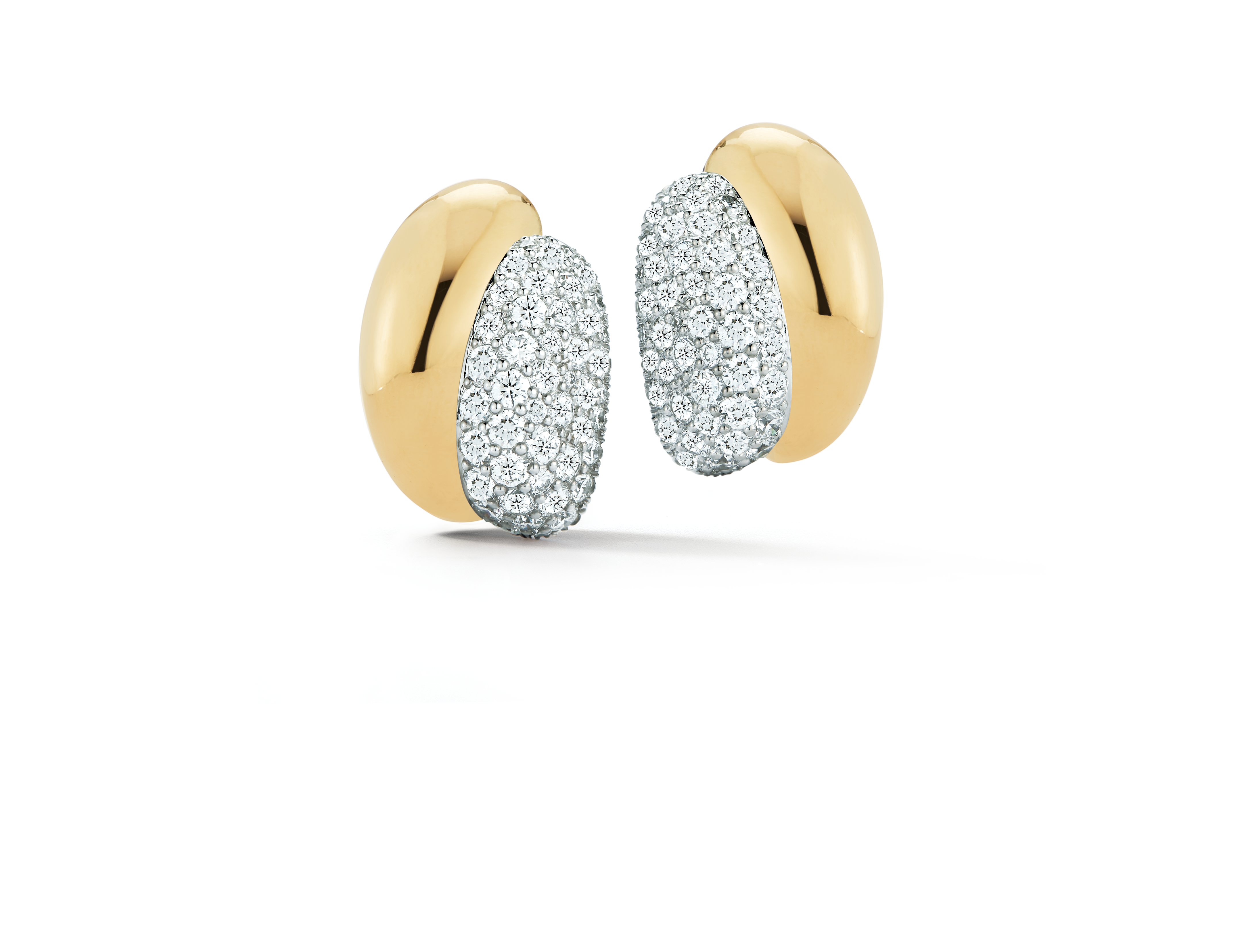 Silhouette Earrings in Yellow Gold & Pave Diamond