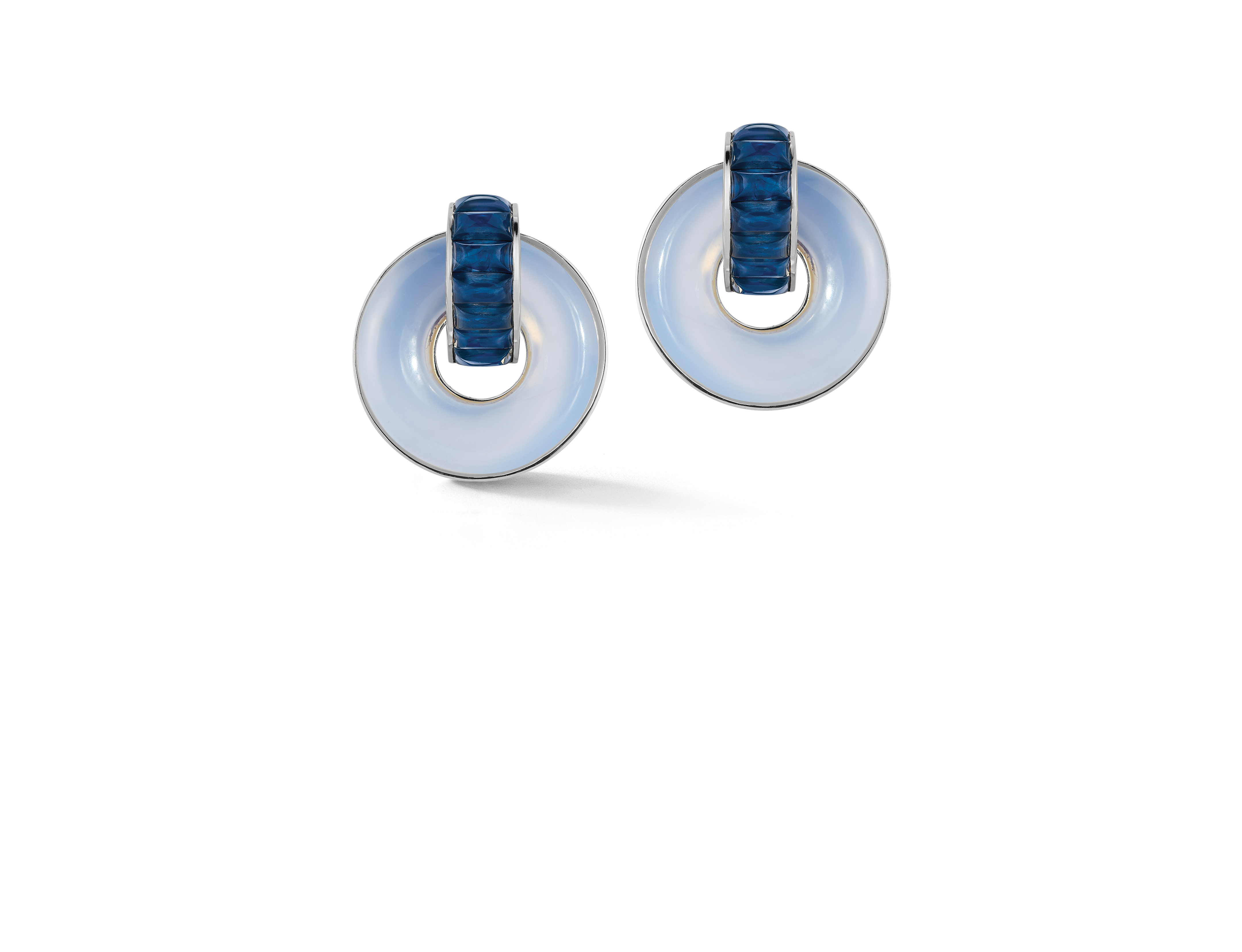 Giro Earrings in Sapphire, Blue Chalcedony