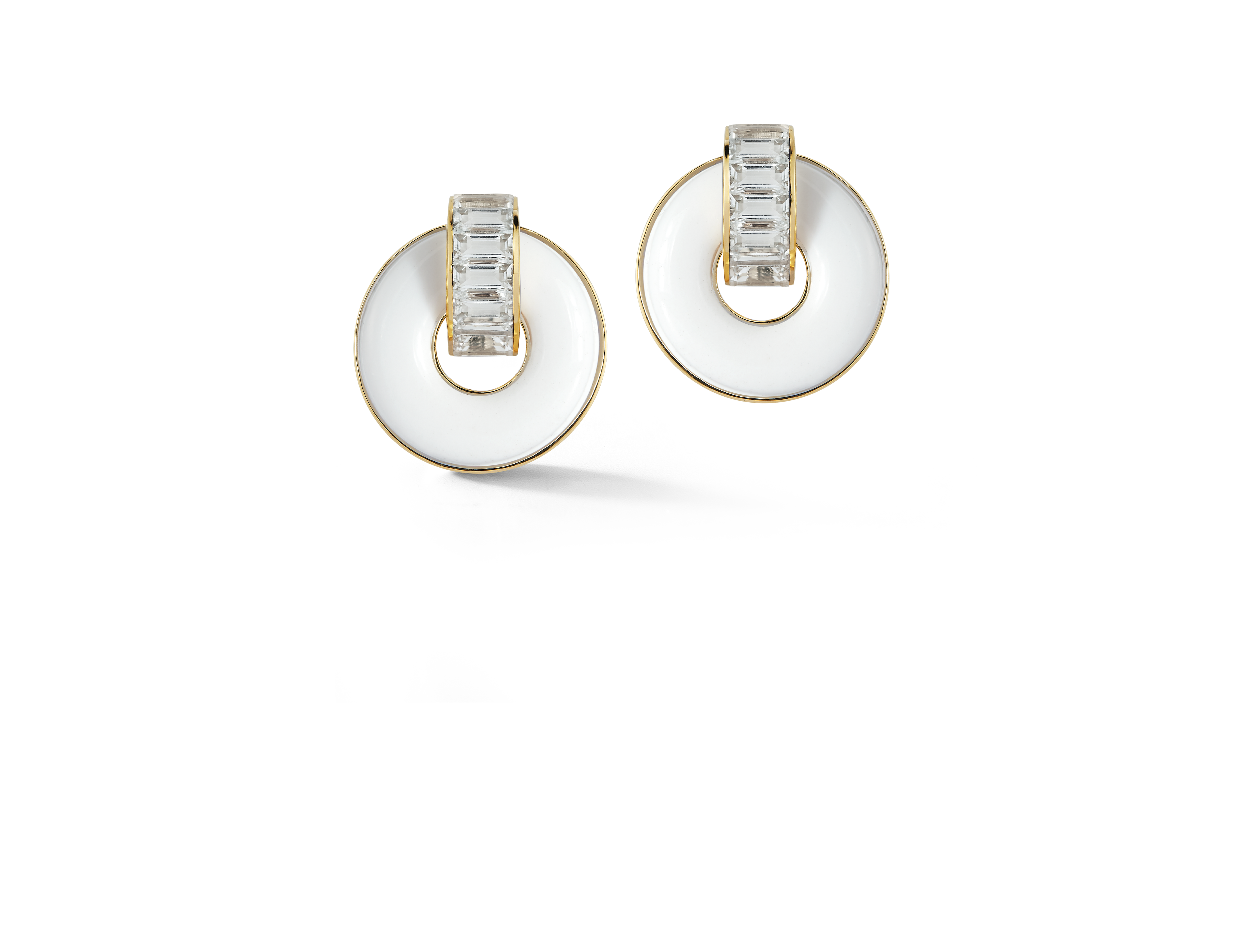 Giro Earrings in White Topaz, White Ceramic