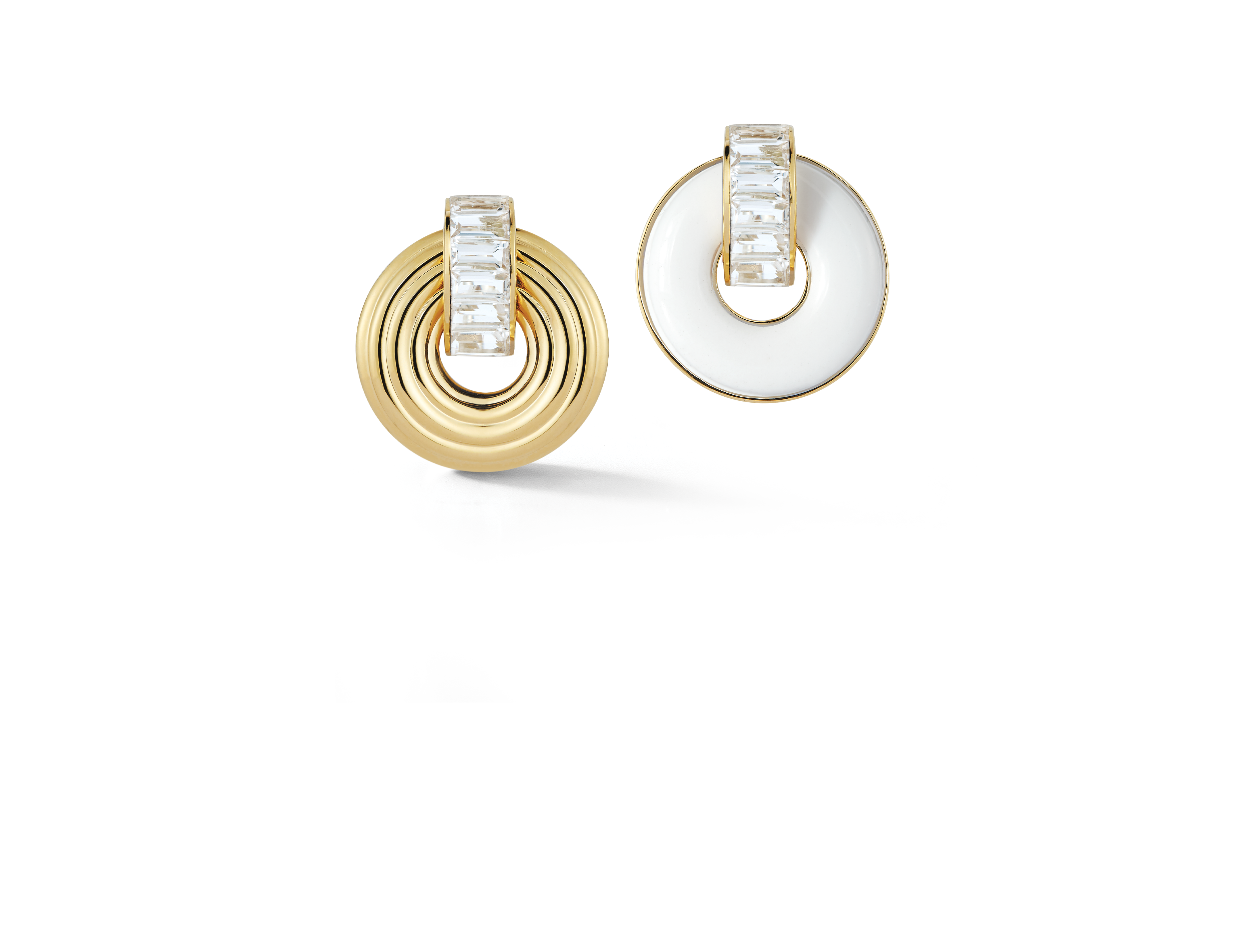 Giro Earrings in White Topaz, White Ceramic