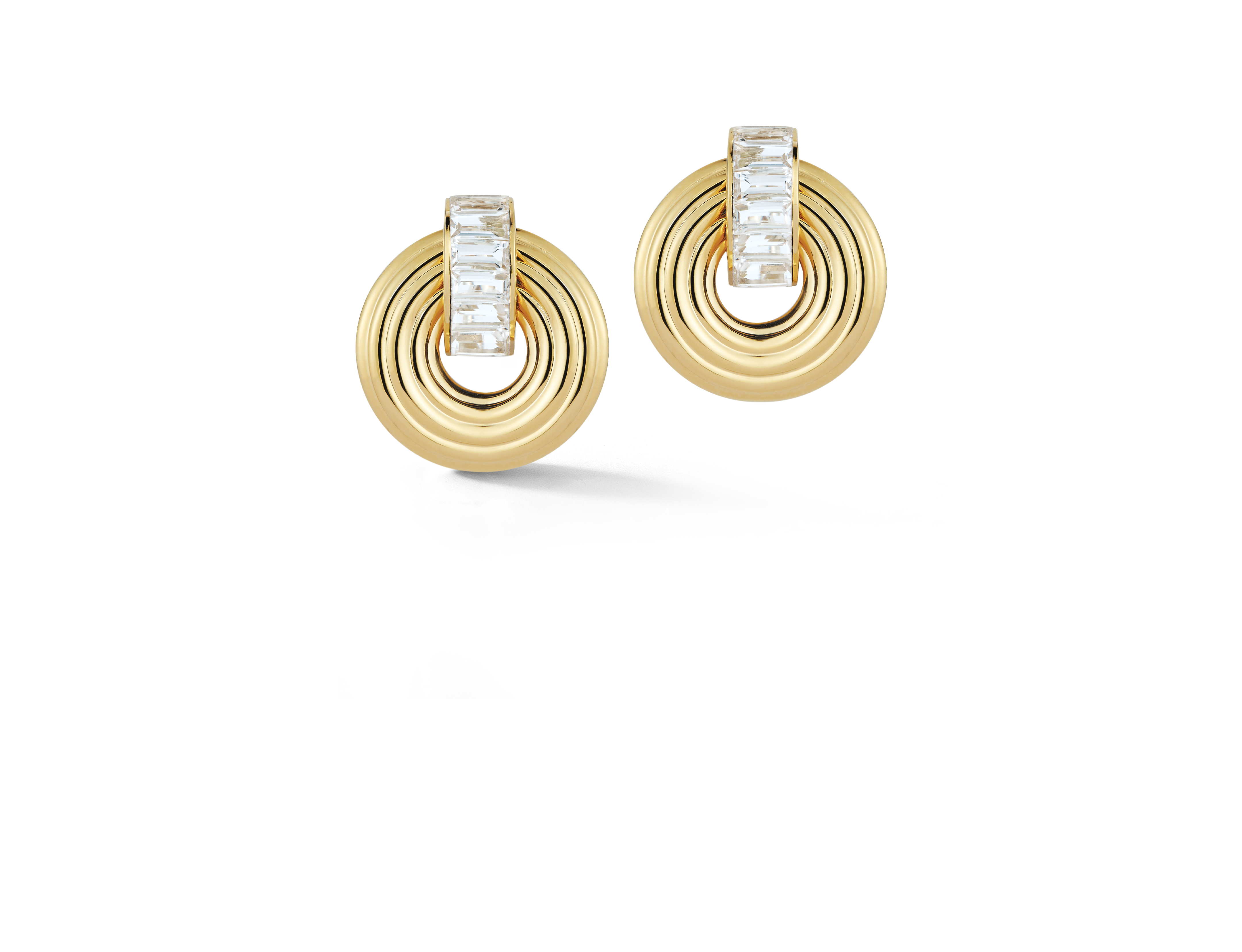 Giro Earrings in White Topaz, White Ceramic