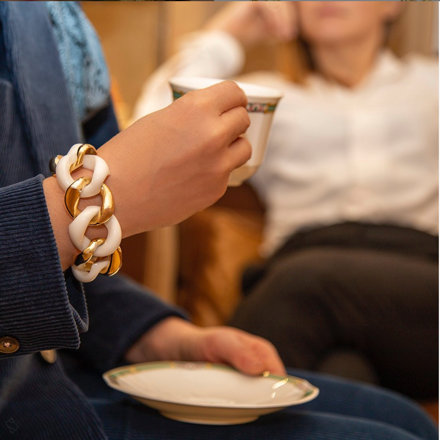 Classic Large Link Bracelet in White Ceramic