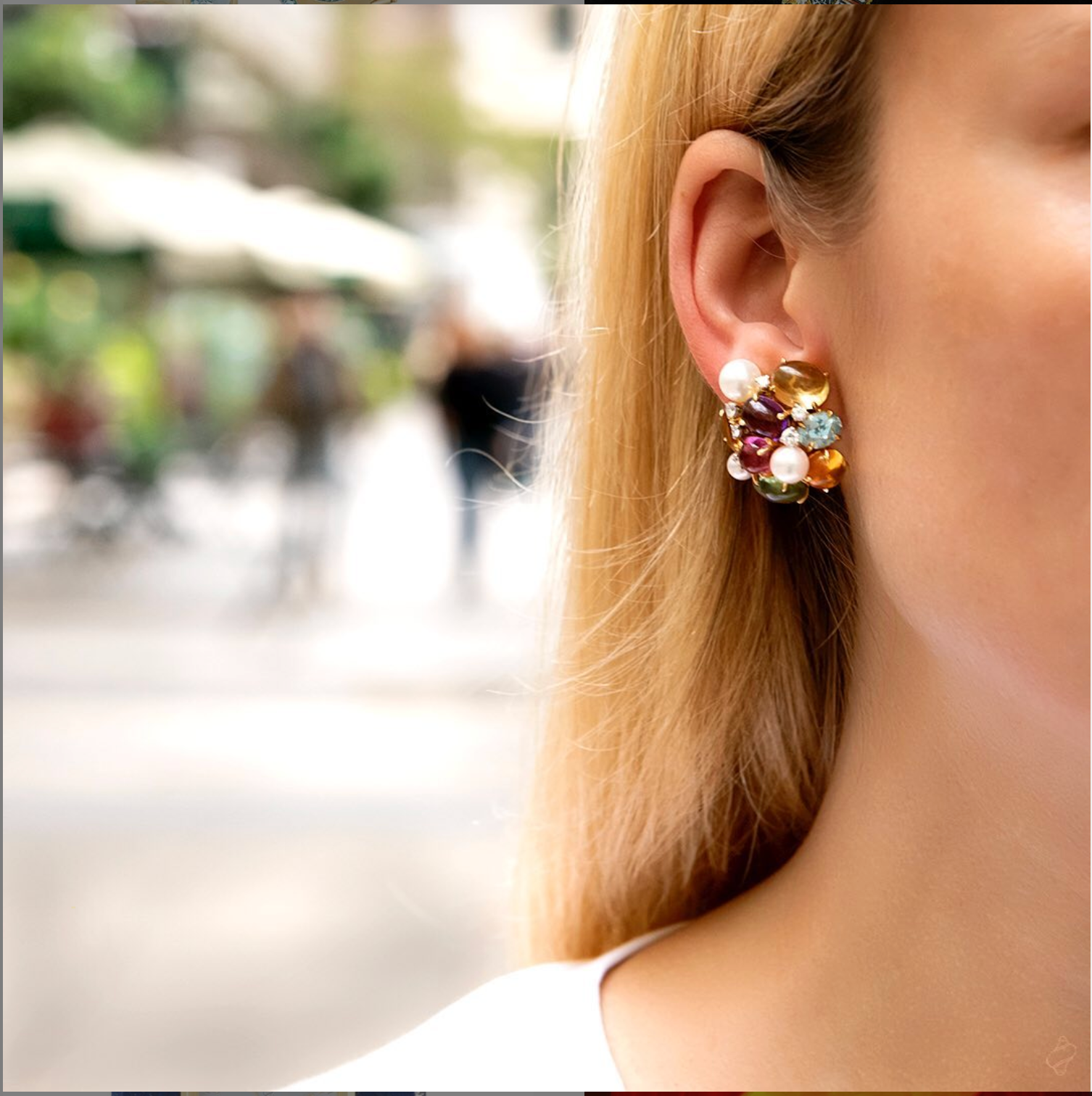 Large Bubble Earrings in Multi Stone