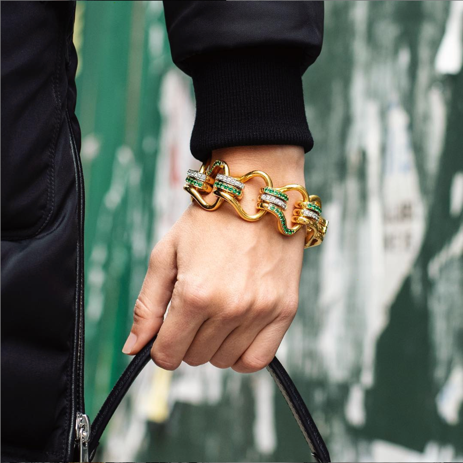 Mousetrap Bracelet in Emerald & Diamond