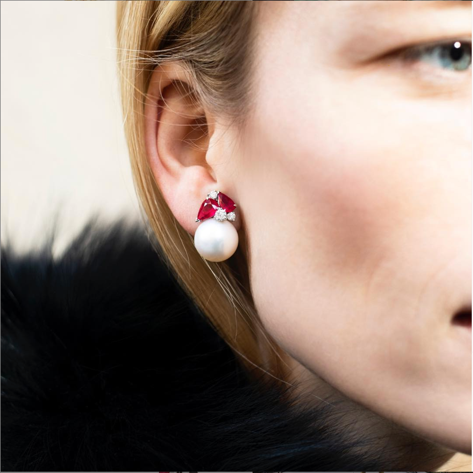 Deauville Earrings in Ruby & Diamond