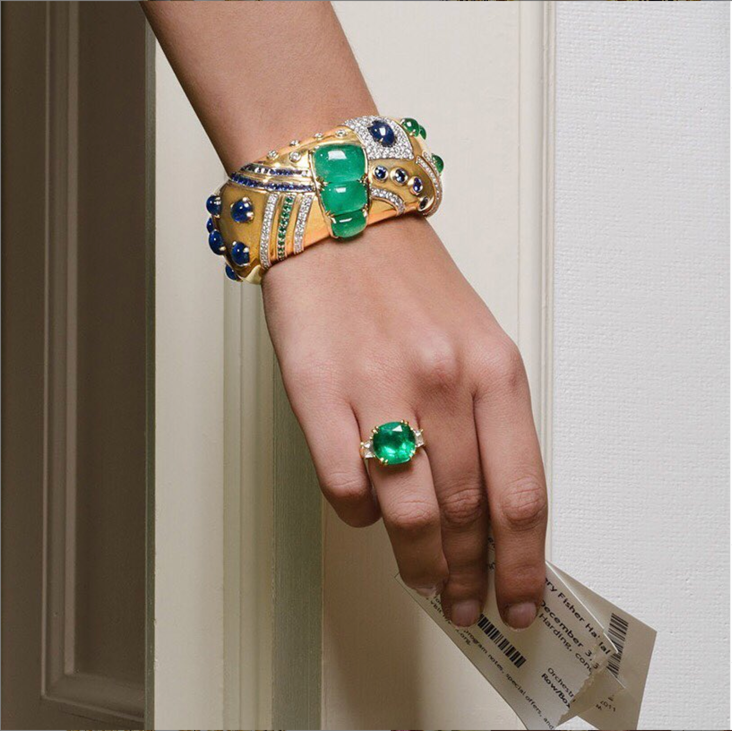 Jazz Cuff in Emerald, Sapphire & Diamond