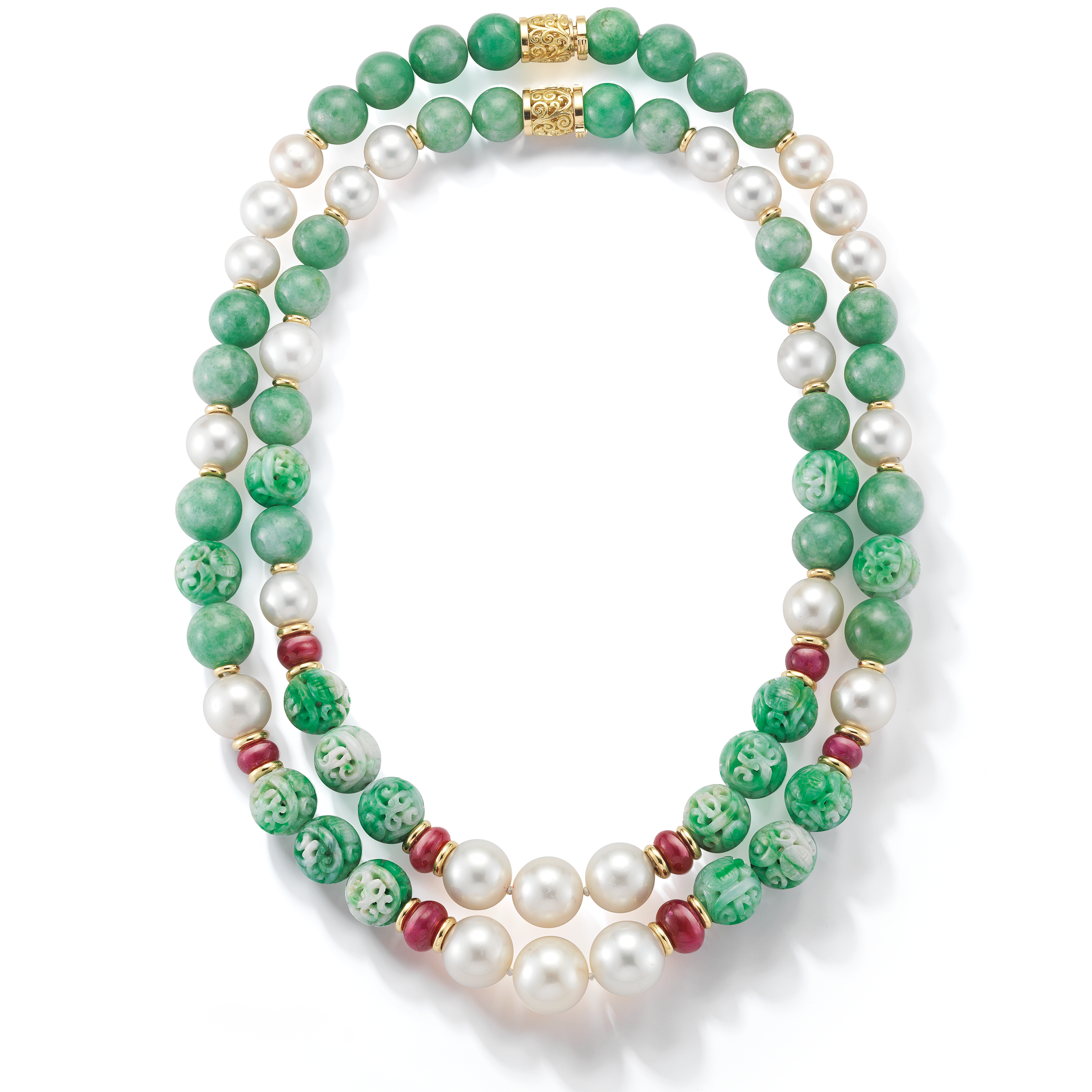Canton Necklaces in Jade & Ruby