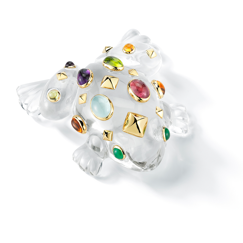 Frog Brooch in Crystal & Multi Stone