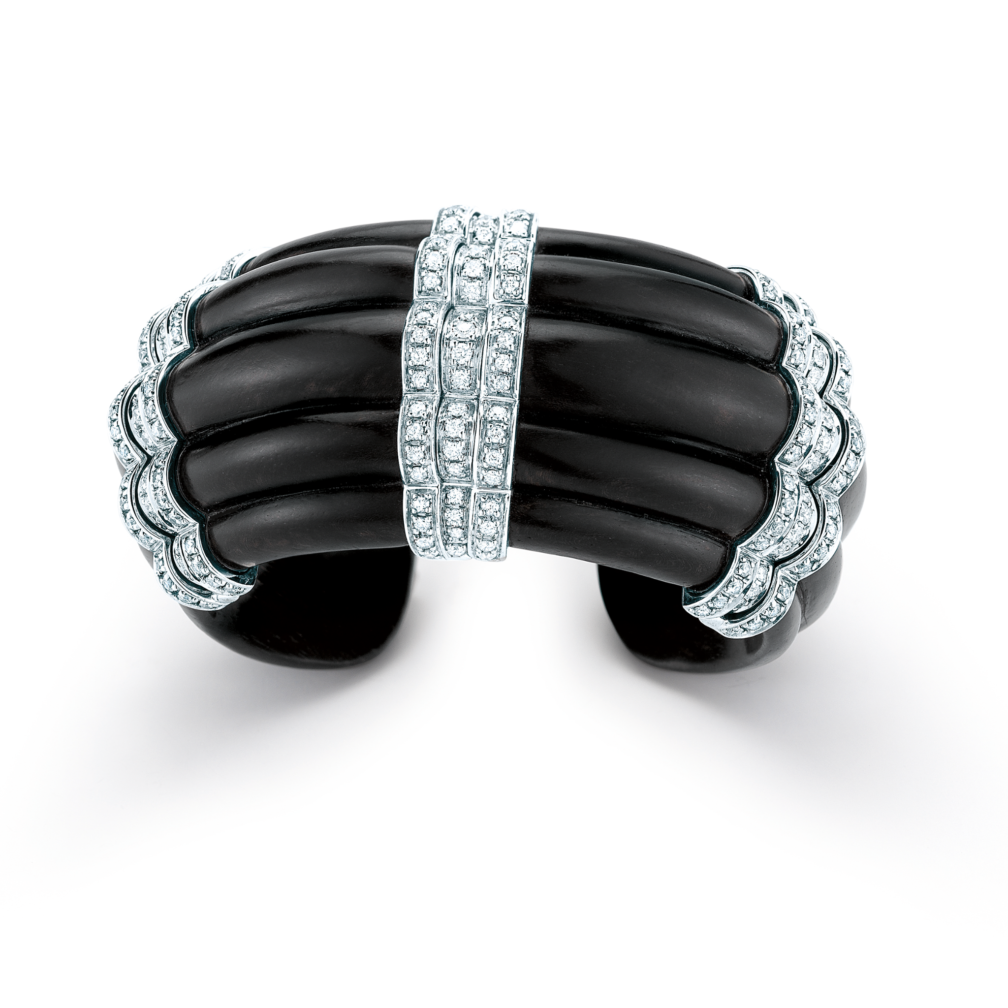Rigate Cuff in Ebony Wood and Diamond